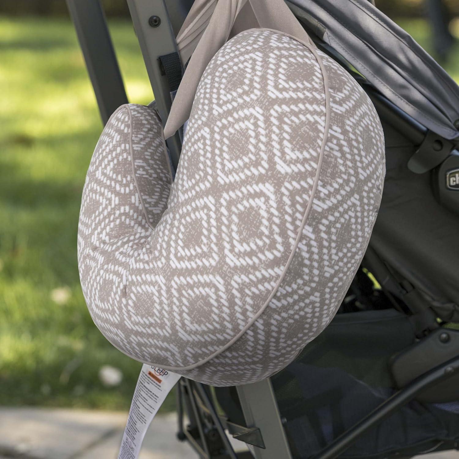 imageBoppy Anywhere Travel Nursing Pillow  Compact Ergonomic Bottle ampamp Breastfeeding Pillow with Snap ampamp Loop Hanging Closure and Firm Hypoallergenic Fill Baby Safety Alliance Verified  Latte RattanLatte Rattan