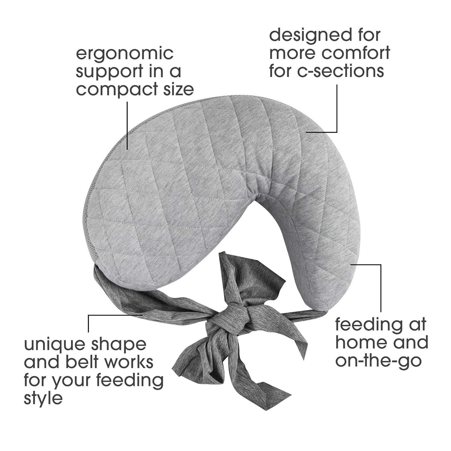 imageBoppy Anywhere Travel Nursing Pillow Soft Gray Plus Sized to Petite with Stretch Belt Portable Nursing Pillow Breastfeeding and BottleFeeding Support Machine WashableSoft Gray