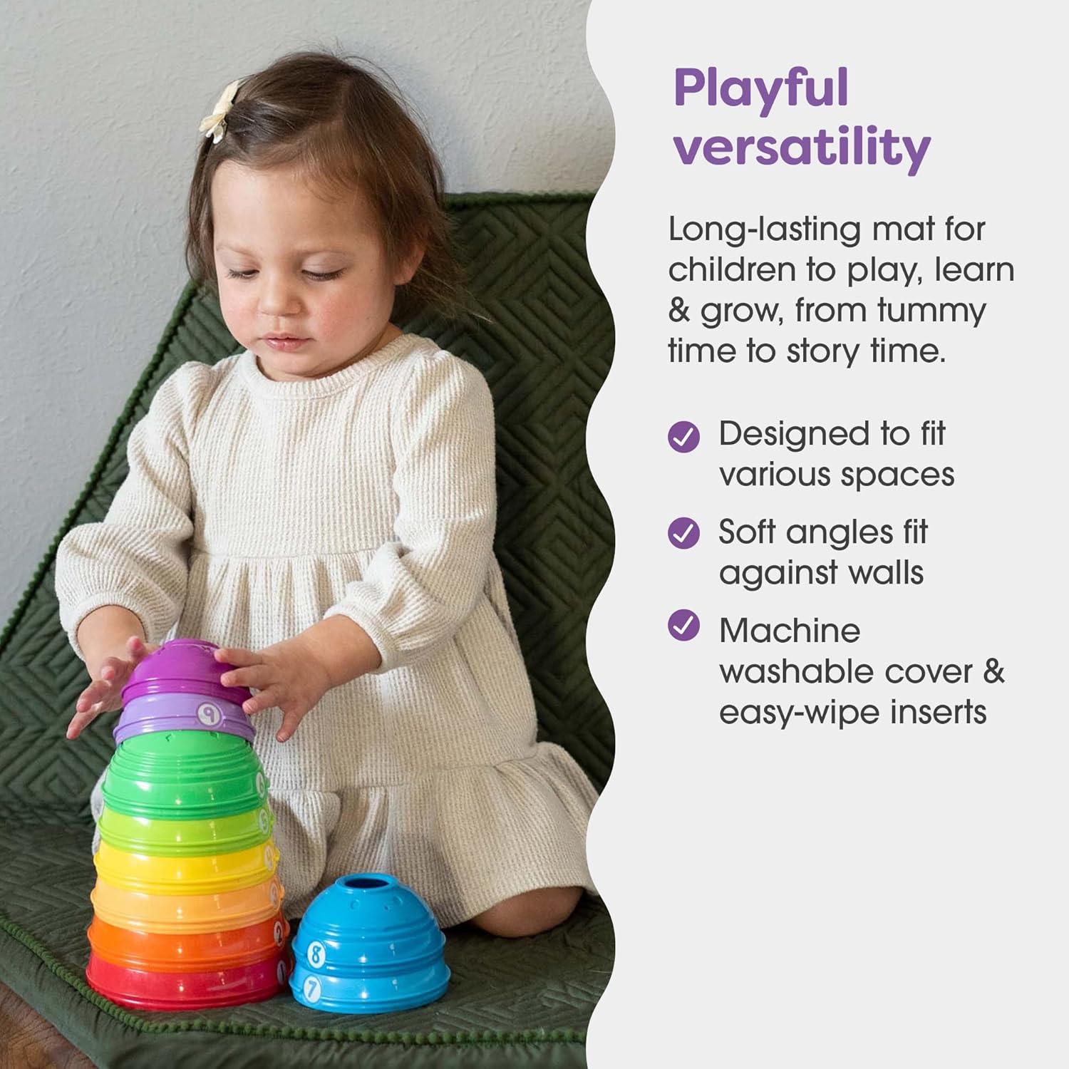 imageBoppy Baby Play Mat  FlatFolding Foam Baby ampamp Toddler Play Mat for Tummy Time and Kids Play Time Firm NonSkid Durable with Machine Washable Cover  Natural MazeMoss Maze