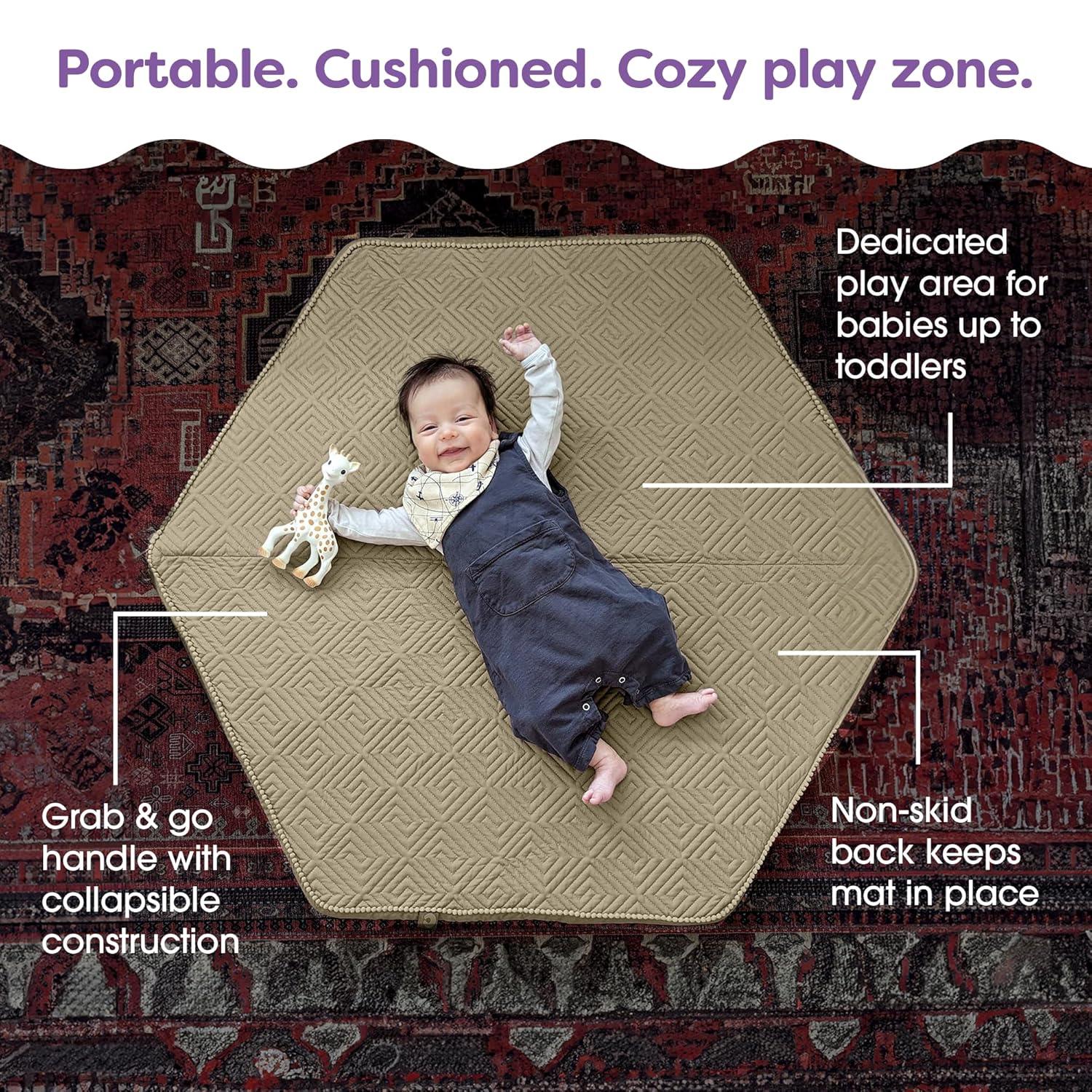imageBoppy Baby Play Mat  FlatFolding Foam Baby ampamp Toddler Play Mat for Tummy Time and Kids Play Time Firm NonSkid Durable with Machine Washable Cover  Natural MazeNatural Maze