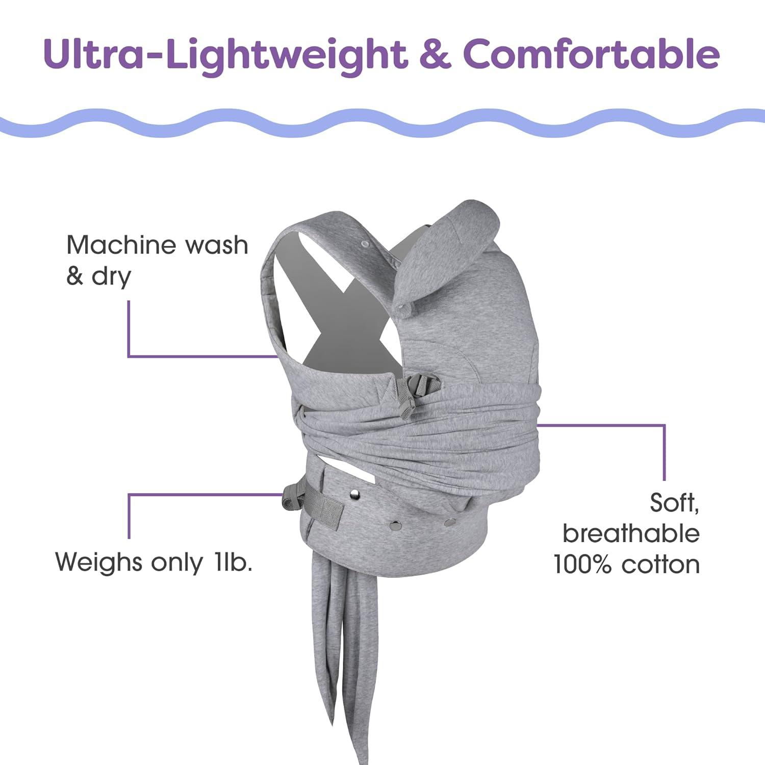imageBoppy ComfyGrow Baby Carrier 735lbs Dove Gray Newborn to Toddler with 3 Carrying Positions 3Stage Adjustable Seat and Head Support Cotton Fabric