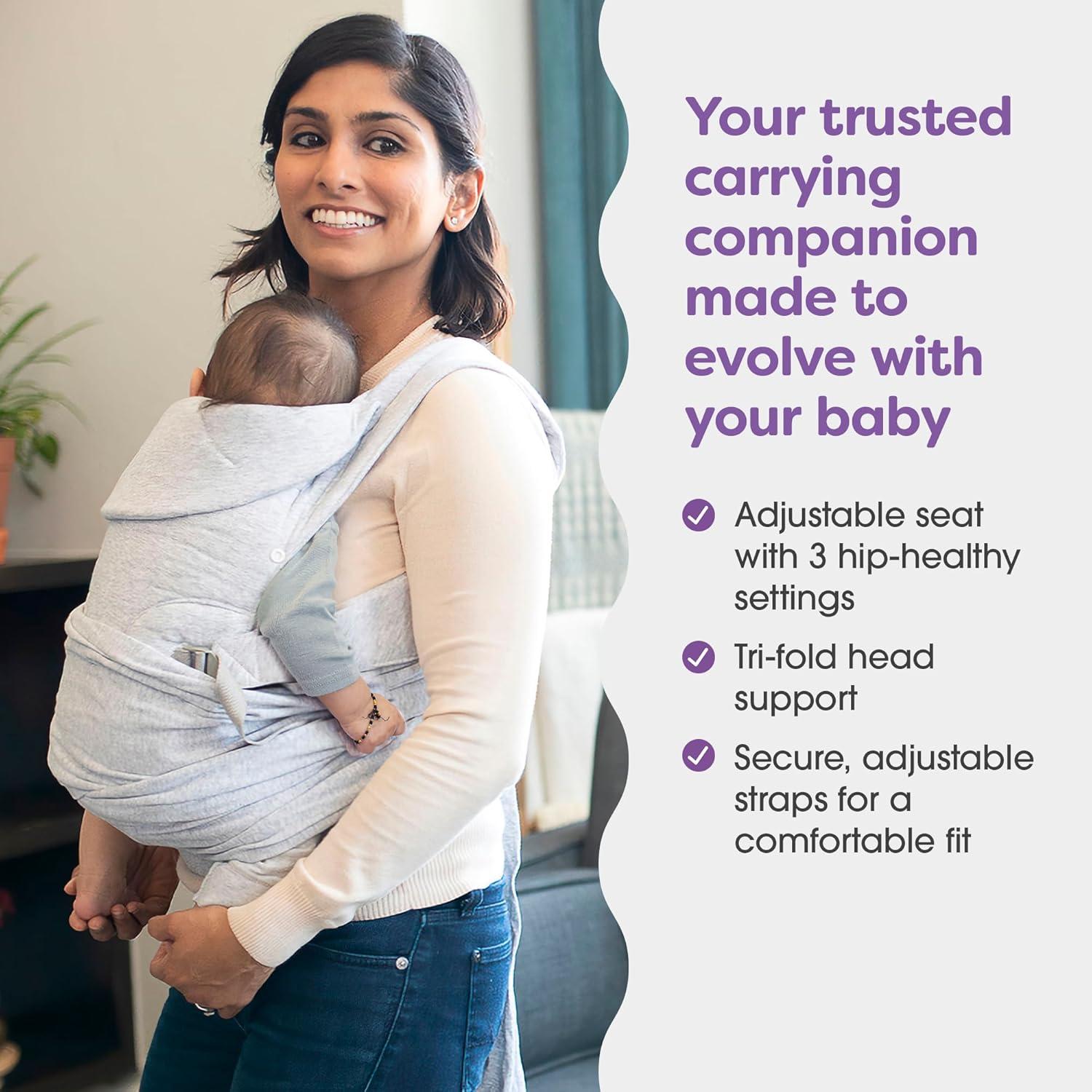 imageBoppy ComfyGrow Baby Carrier 735lbs Dove Gray Newborn to Toddler with 3 Carrying Positions 3Stage Adjustable Seat and Head Support Cotton Fabric