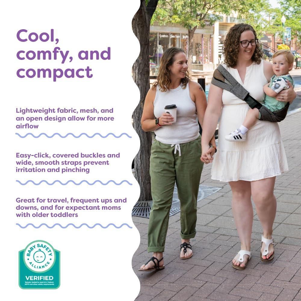 imageBoppy ComfyHold CrossBody Hip Baby Carrier  Light Compact and Breathable with Wide Comfy Seat and Snug NoSlip Fit Baby Safety Alliance Verified