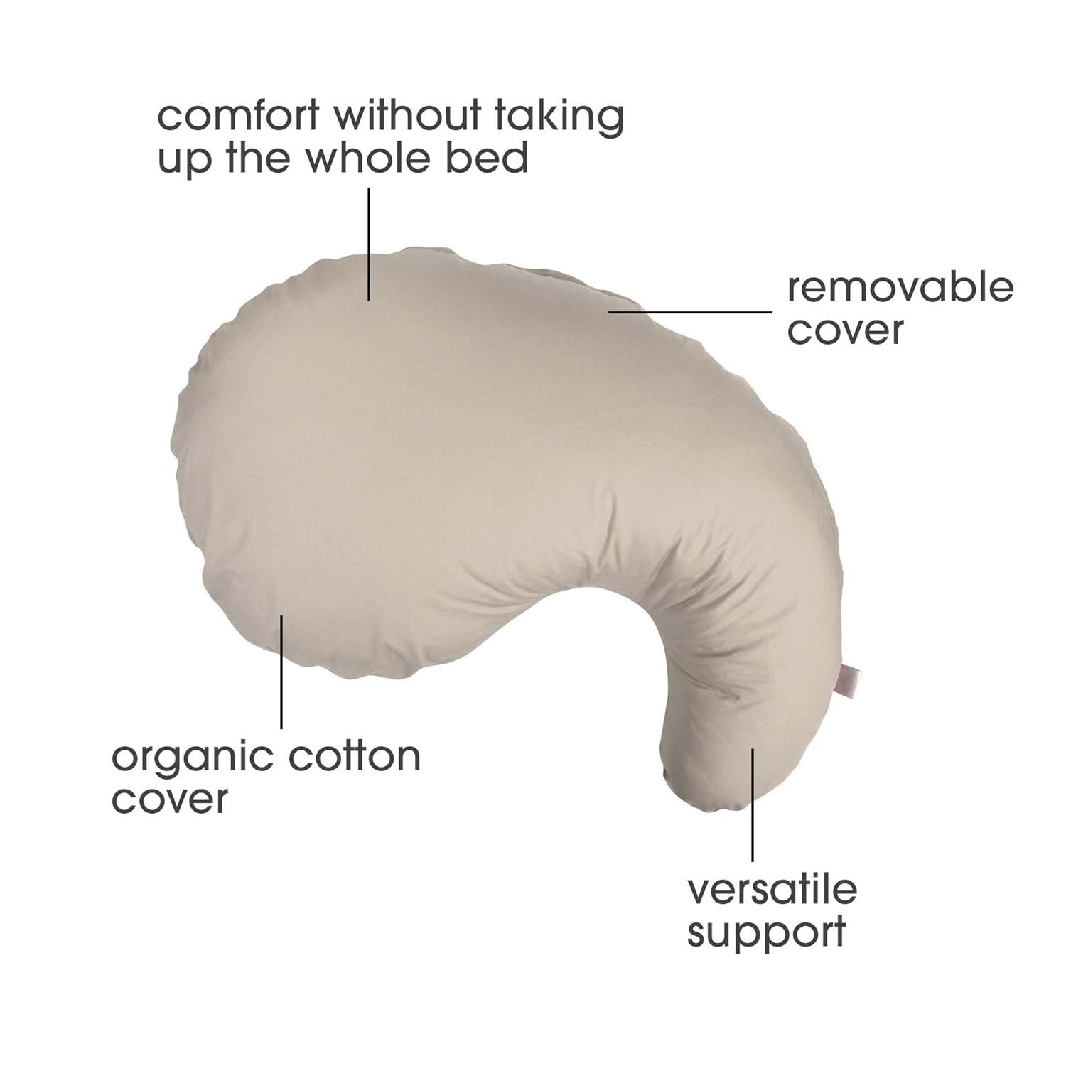 imageBoppy Cuddle Pregnancy Pillow  Compact Ergonomic Maternity Pillow Versatile Support Great Side Sleeper Pillow Washable with Cooling Rayon Cover  Gray Basket WeaveOrganic Biscuit