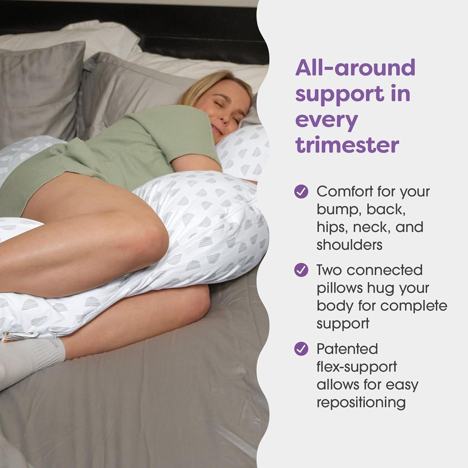 imageBoppy Full Body Side Sleeper Pregnancy Pillow  FullBody Maternity Pillow with Stability Panel ampamp Side Sleeper Pillow Support Washable with Cooling Cover  Gray and White MirageGray and White Mirage