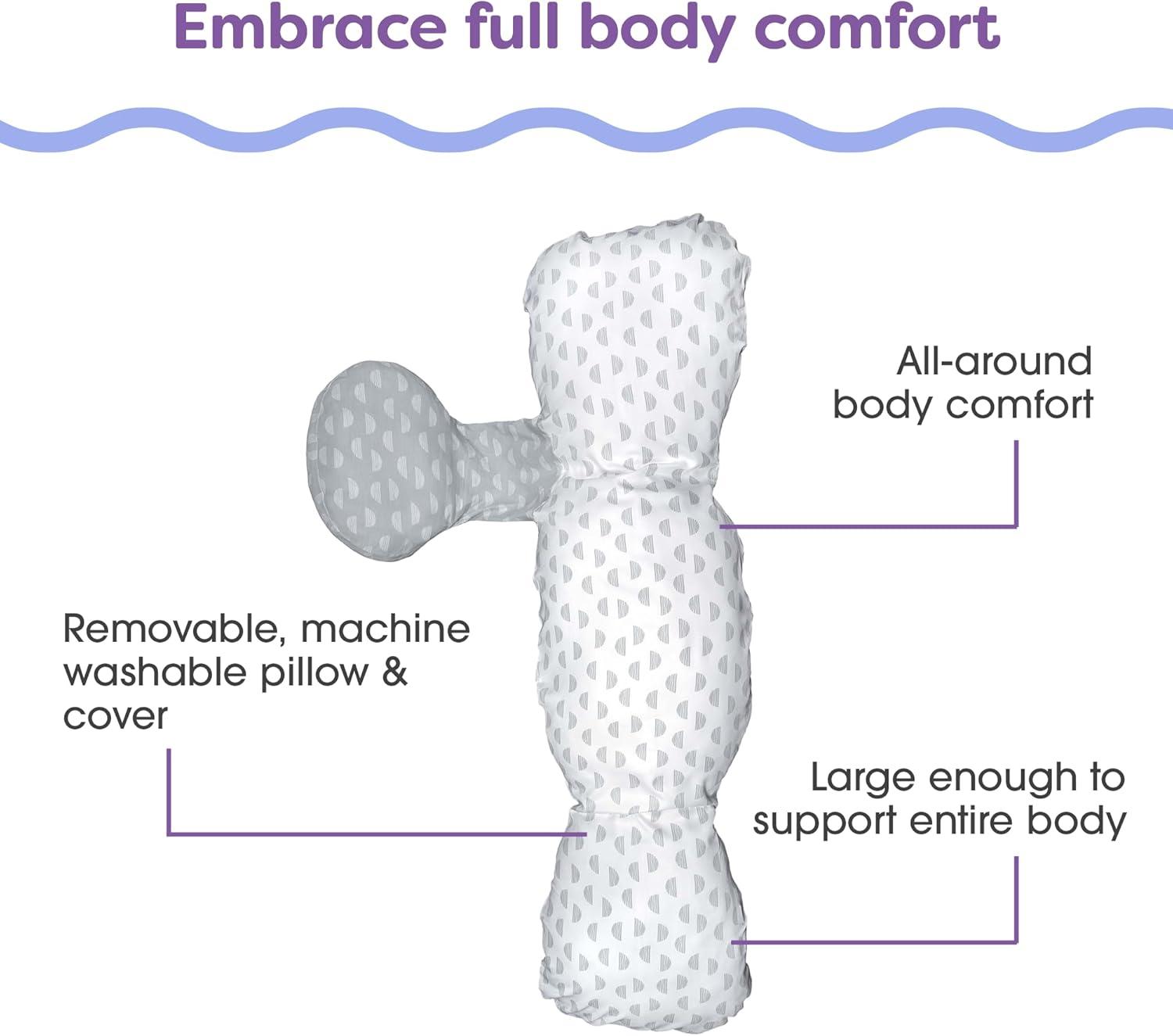 imageBoppy Full Body Side Sleeper Pregnancy Pillow  FullBody Maternity Pillow with Stability Panel ampamp Side Sleeper Pillow Support Washable with Cooling Cover  Gray and White MirageGray and White Mirage