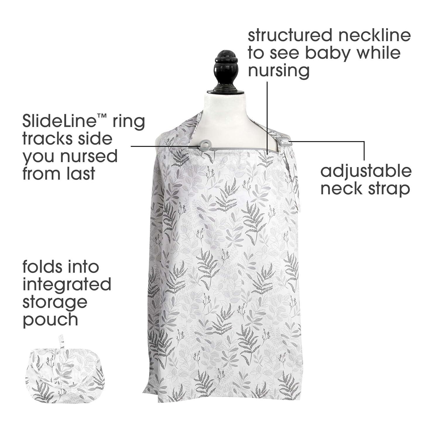 imageBoppy Nursing Cover for Breastfeeding Gray Ferns Apron Style with Storage Pocket Rigid Neckline to See Baby While Feeding and Breastfeeding or PumpingGray Fern