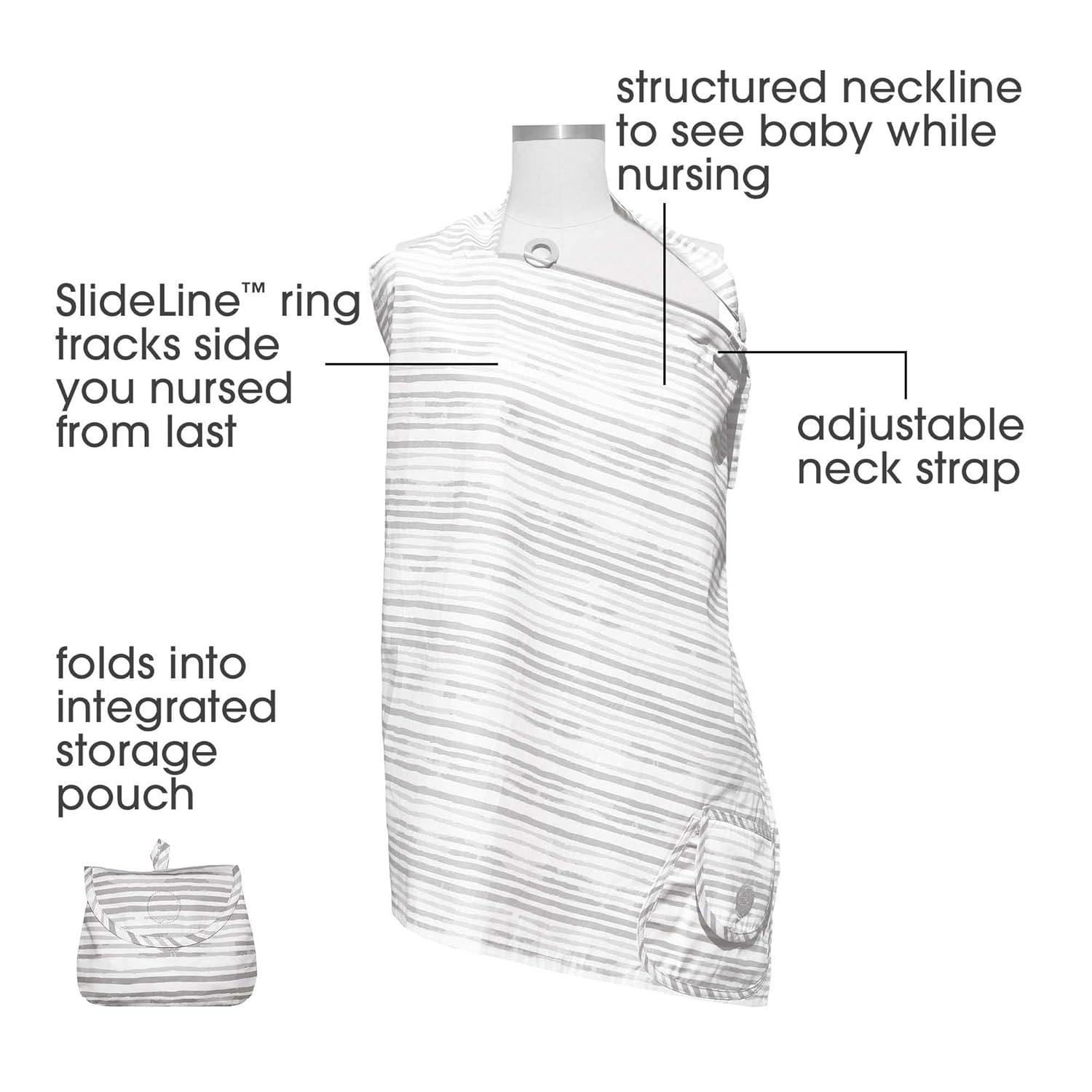 imageBoppy Nursing Cover for Breastfeeding Gray Ferns Apron Style with Storage Pocket Rigid Neckline to See Baby While Feeding and Breastfeeding or PumpingGray Watercolor Stripe