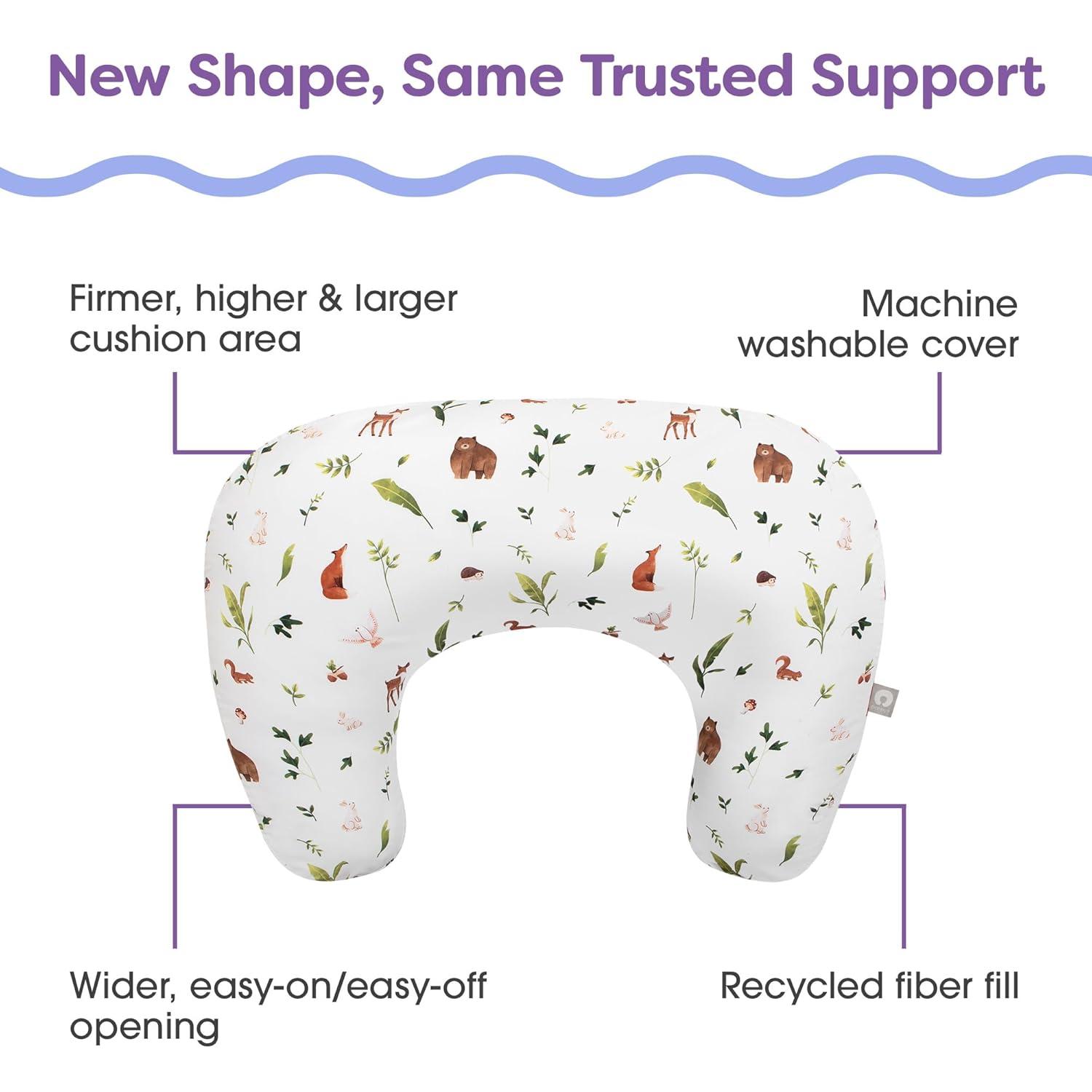 imageBoppy Nursing Pillow  Ergonomic Bottle ampamp Breastfeeding Pillow with High Firm Large Area WaterRepellent Cushion with Washable Cover Baby Safety Alliance Verified  Oatmeal BoucleNeutral Plants and Animals