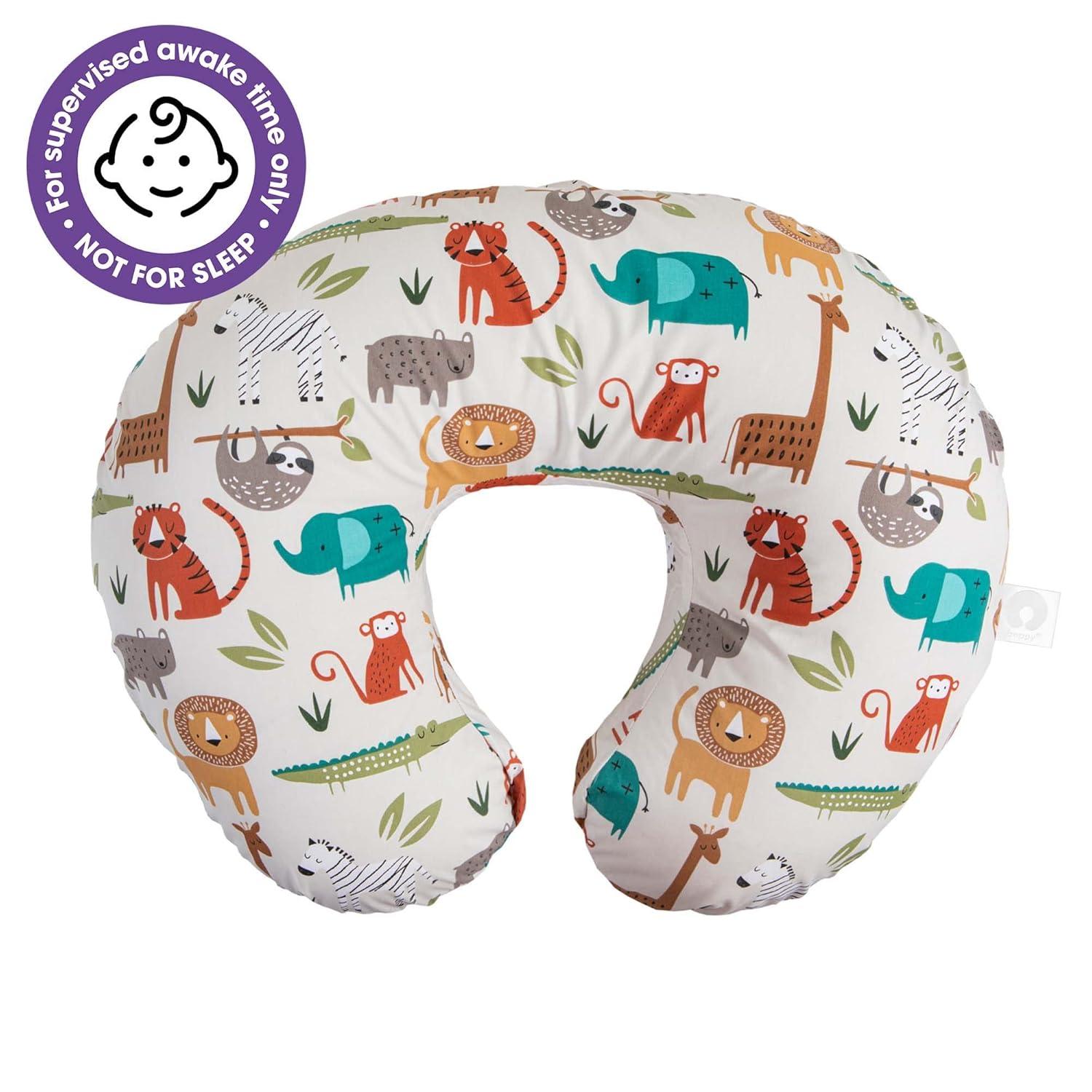 imageBoppy Nursing Pillow  Ergonomic Bottle ampamp Breastfeeding Pillow with High Firm Large Area WaterRepellent Cushion with Washable Cover Baby Safety Alliance Verified  Oatmeal BoucleNeutral Jungle Colors
