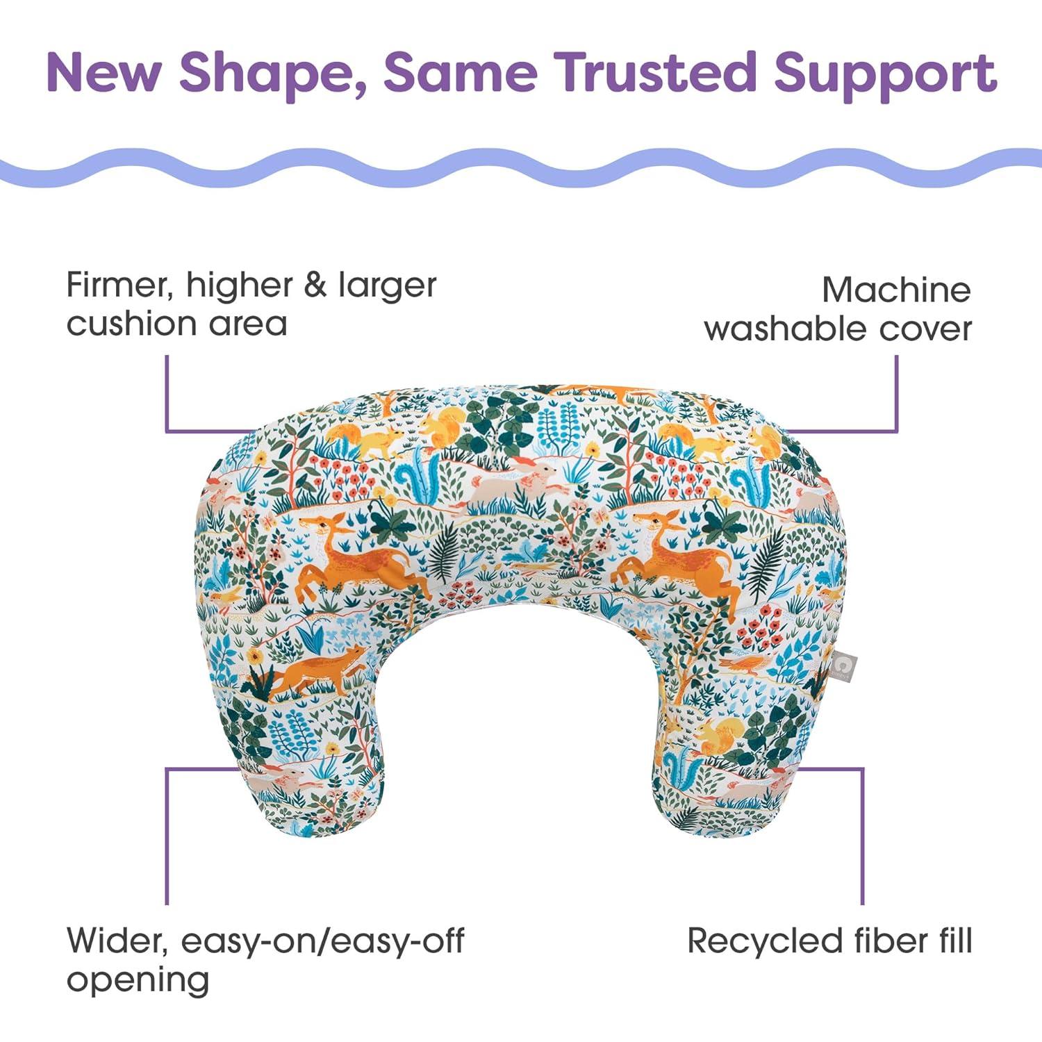 imageBoppy Nursing Pillow  Ergonomic Bottle ampamp Breastfeeding Pillow with High Firm Large Area WaterRepellent Cushion with Washable Cover Baby Safety Alliance Verified  Oatmeal BoucleColorful Forest Animals