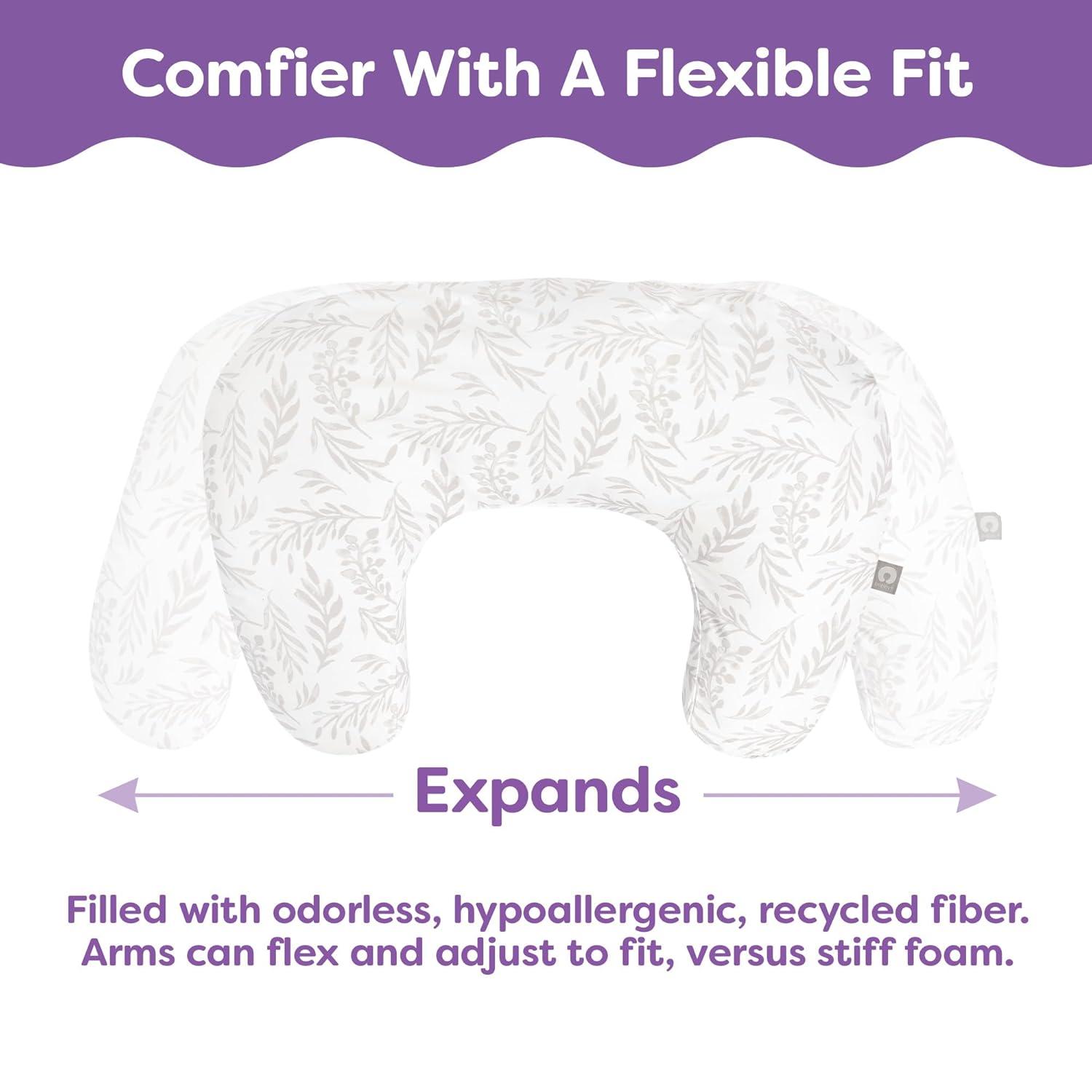 imageBoppy Nursing Pillow  Ergonomic Bottle ampamp Breastfeeding Pillow with High Firm Large Area WaterRepellent Cushion with Washable Cover Baby Safety Alliance Verified  Oatmeal BoucleBlue Speckled Current