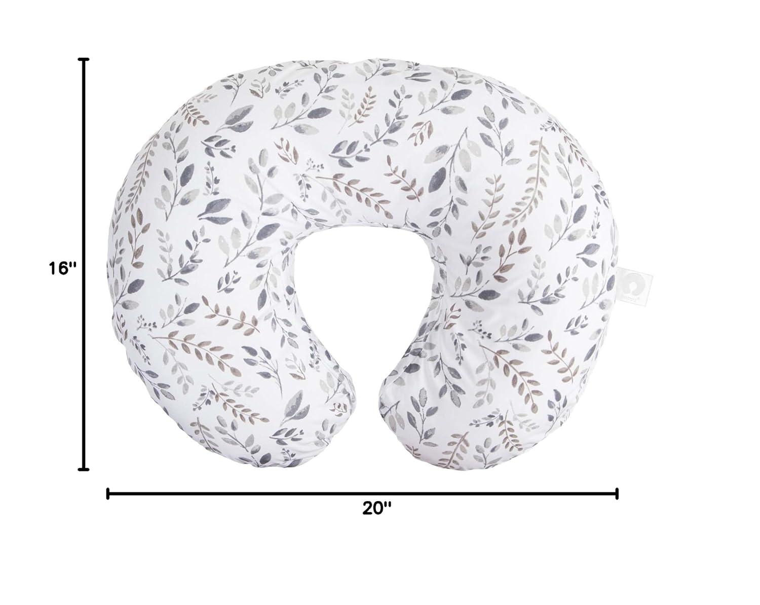 imageBoppy Nursing Pillow  Ergonomic Bottle ampamp Breastfeeding Pillow with High Firm Large Area WaterRepellent Cushion with Washable Cover Baby Safety Alliance Verified  Oatmeal BoucleGray Taupe Leaves