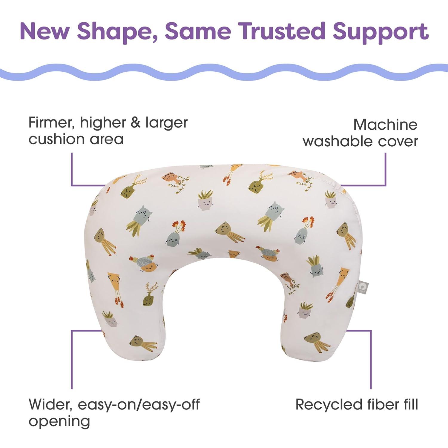 imageBoppy Nursing Pillow  Ergonomic Bottle ampamp Breastfeeding Pillow with High Firm Large Area WaterRepellent Cushion with Washable Cover Baby Safety Alliance Verified  Oatmeal BoucleTan Happy Houseplants
