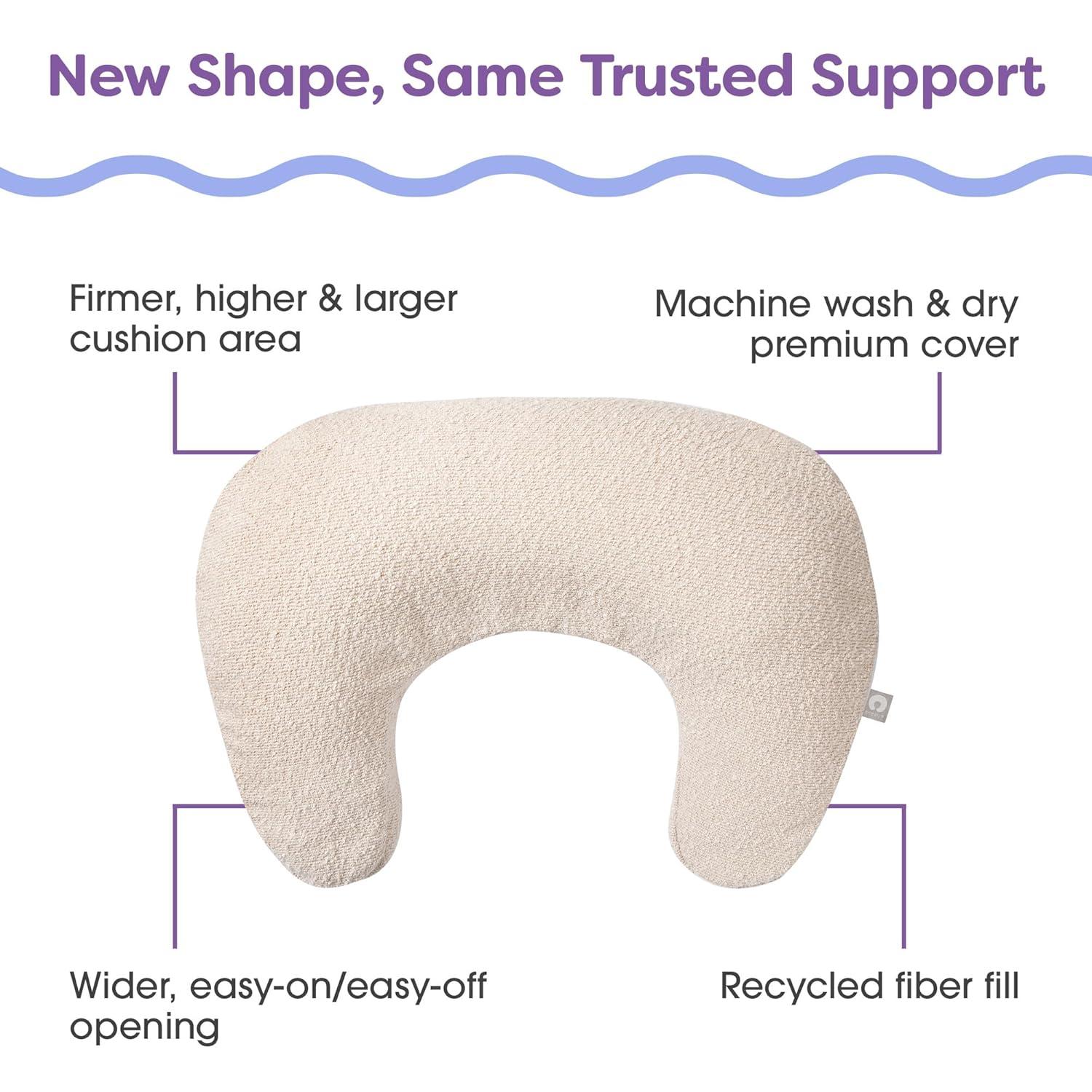 imageBoppy Nursing Pillow  Ergonomic Bottle ampamp Breastfeeding Pillow with High Firm Large Area WaterRepellent Cushion with Washable Cover Baby Safety Alliance Verified  Oatmeal BoucleLuxe  Oatmeal Boucle