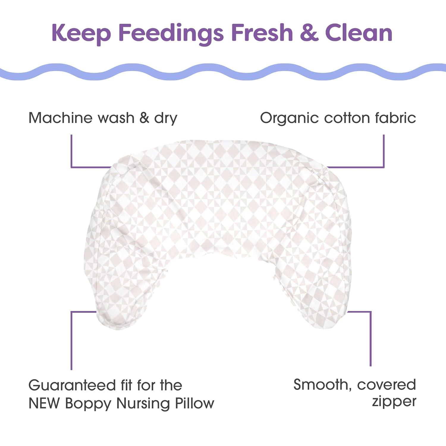 imageBoppy Nursing Pillow Cover Colorful Wildlife Cotton Blend Fits The Original Support for Breastfeeding Bottle Feeding and Bonding Cover Only Sold SeparatelyOrganic  Beige Graph Checker