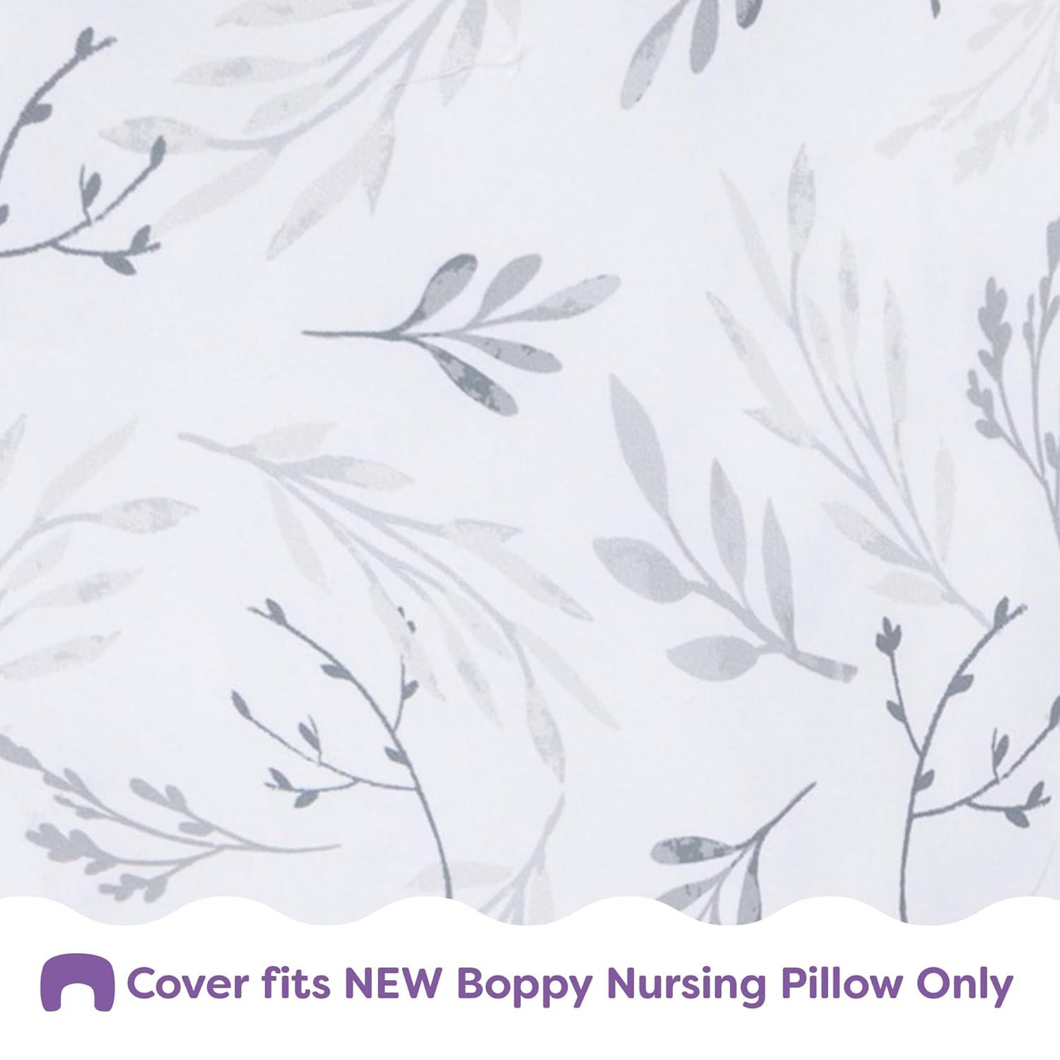 imageBoppy Nursing Pillow Cover Colorful Wildlife Cotton Blend Fits The Original Support for Breastfeeding Bottle Feeding and Bonding Cover Only Sold SeparatelyGray Gentle Leaves