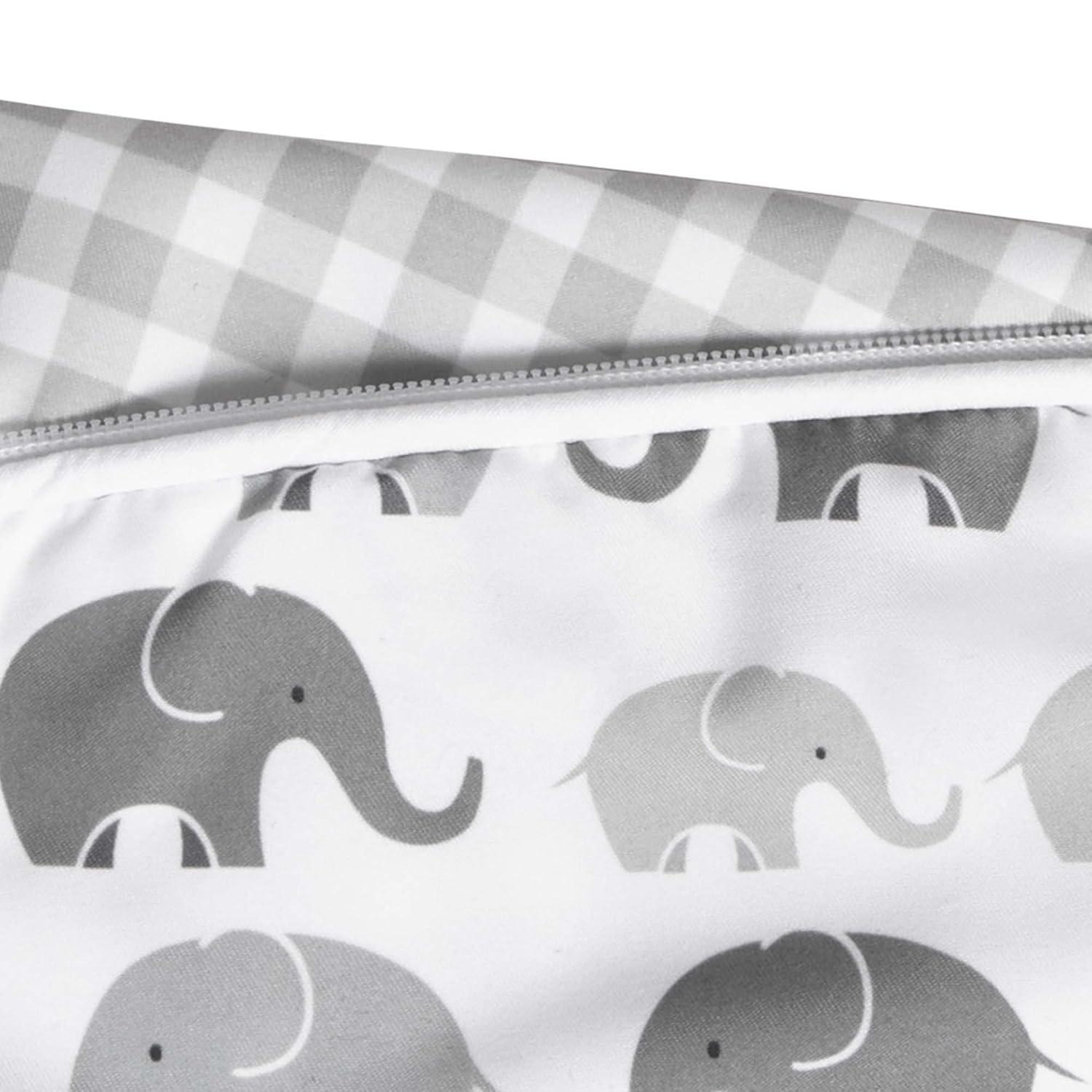 imageBoppy Nursing Pillow Cover Colorful Wildlife Cotton Blend Fits The Original Support for Breastfeeding Bottle Feeding and Bonding Cover Only Sold SeparatelyGray Elephants Plaid