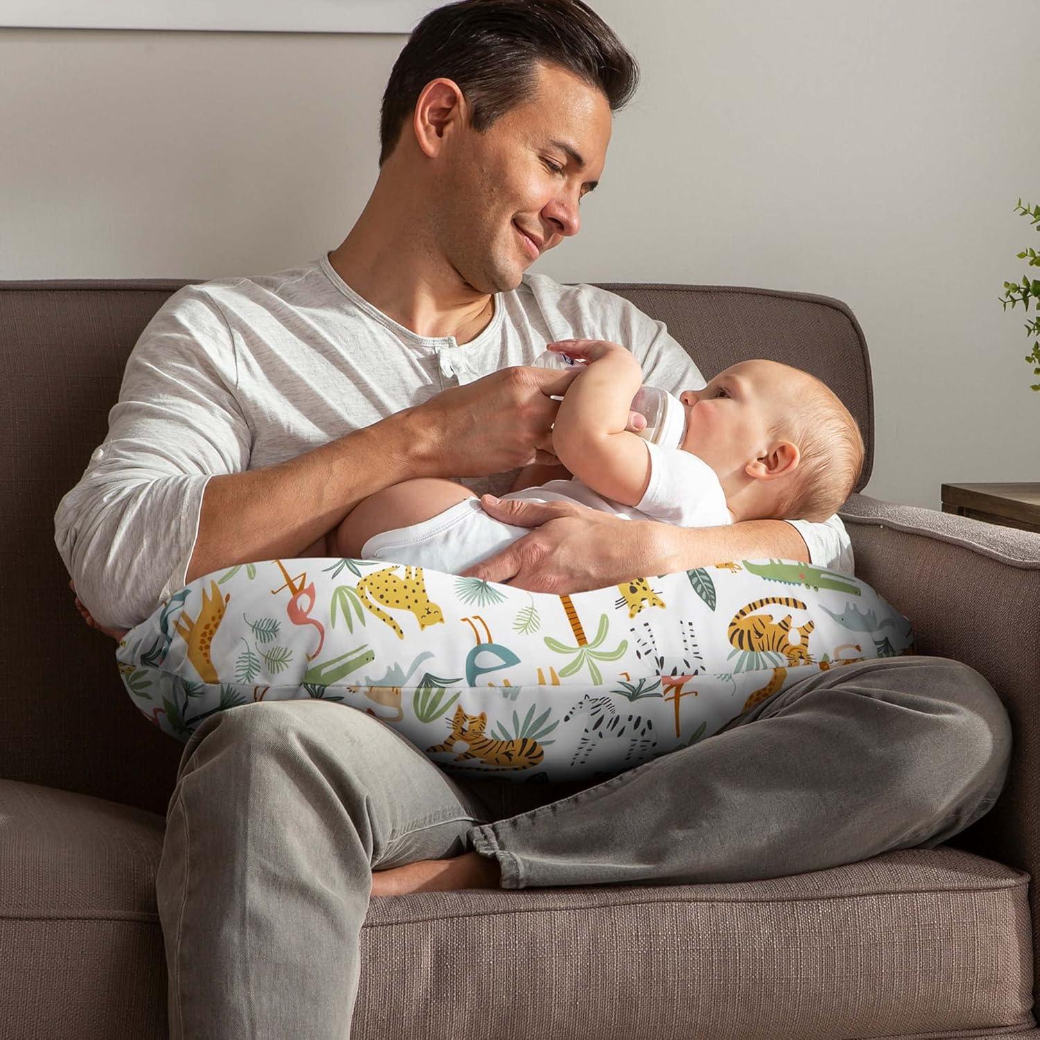 imageBoppy Nursing Pillow Cover Colorful Wildlife Cotton Blend Fits The Original Support for Breastfeeding Bottle Feeding and Bonding Cover Only Sold SeparatelyColorful Wildlife