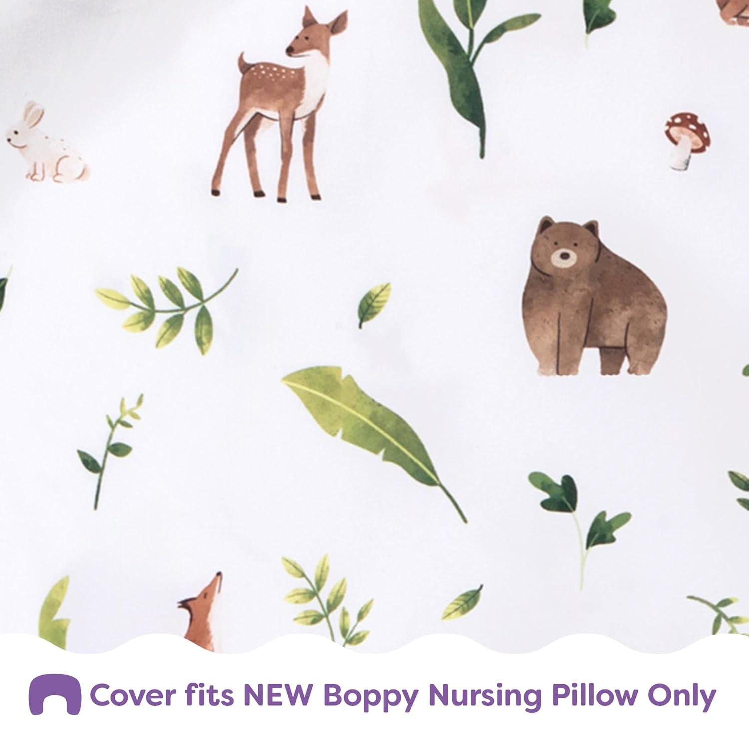 imageBoppy Nursing Pillow Cover Colorful Wildlife Cotton Blend Fits The Original Support for Breastfeeding Bottle Feeding and Bonding Cover Only Sold SeparatelyNeutral Plants and Animals