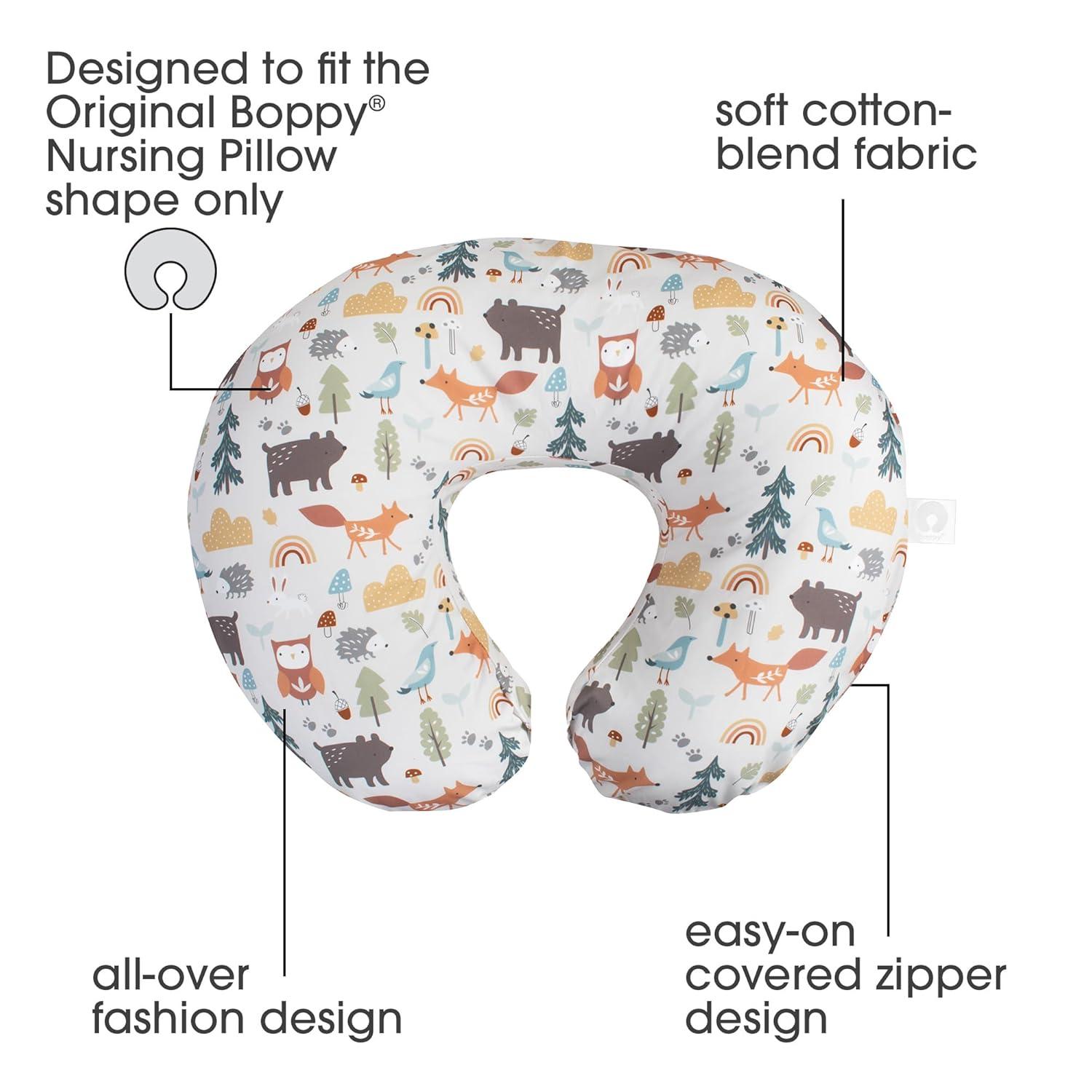imageBoppy Nursing Pillow Cover Colorful Wildlife Cotton Blend Fits The Original Support for Breastfeeding Bottle Feeding and Bonding Cover Only Sold SeparatelySpice Woodland