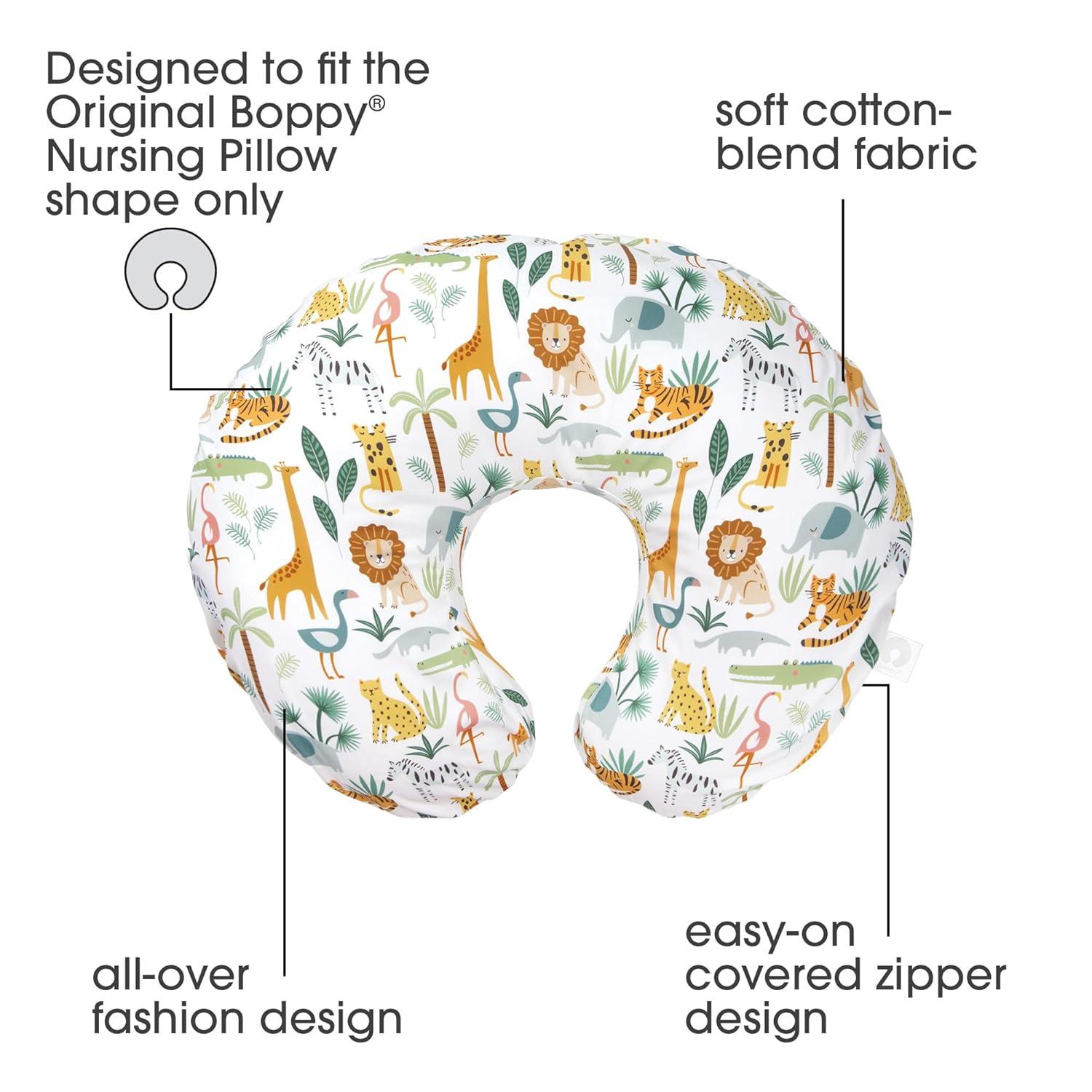 imageBoppy Nursing Pillow Cover Colorful Wildlife Cotton Blend Fits The Original Support for Breastfeeding Bottle Feeding and Bonding Cover Only Sold SeparatelyColorful Wildlife