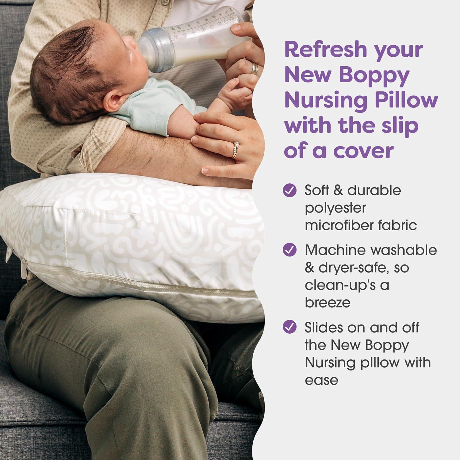 imageBoppy Nursing Pillow Cover Colorful Wildlife Cotton Blend Fits The Original Support for Breastfeeding Bottle Feeding and Bonding Cover Only Sold SeparatelyCream Retro Squiggles