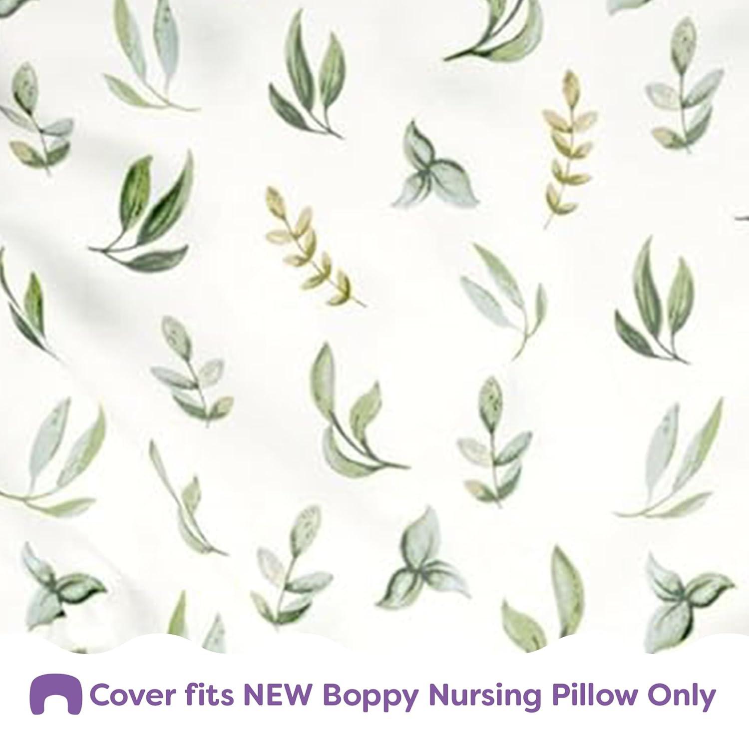 imageBoppy Nursing Pillow Cover Colorful Wildlife Cotton Blend Fits The Original Support for Breastfeeding Bottle Feeding and Bonding Cover Only Sold SeparatelyOrganic  Green Leaves
