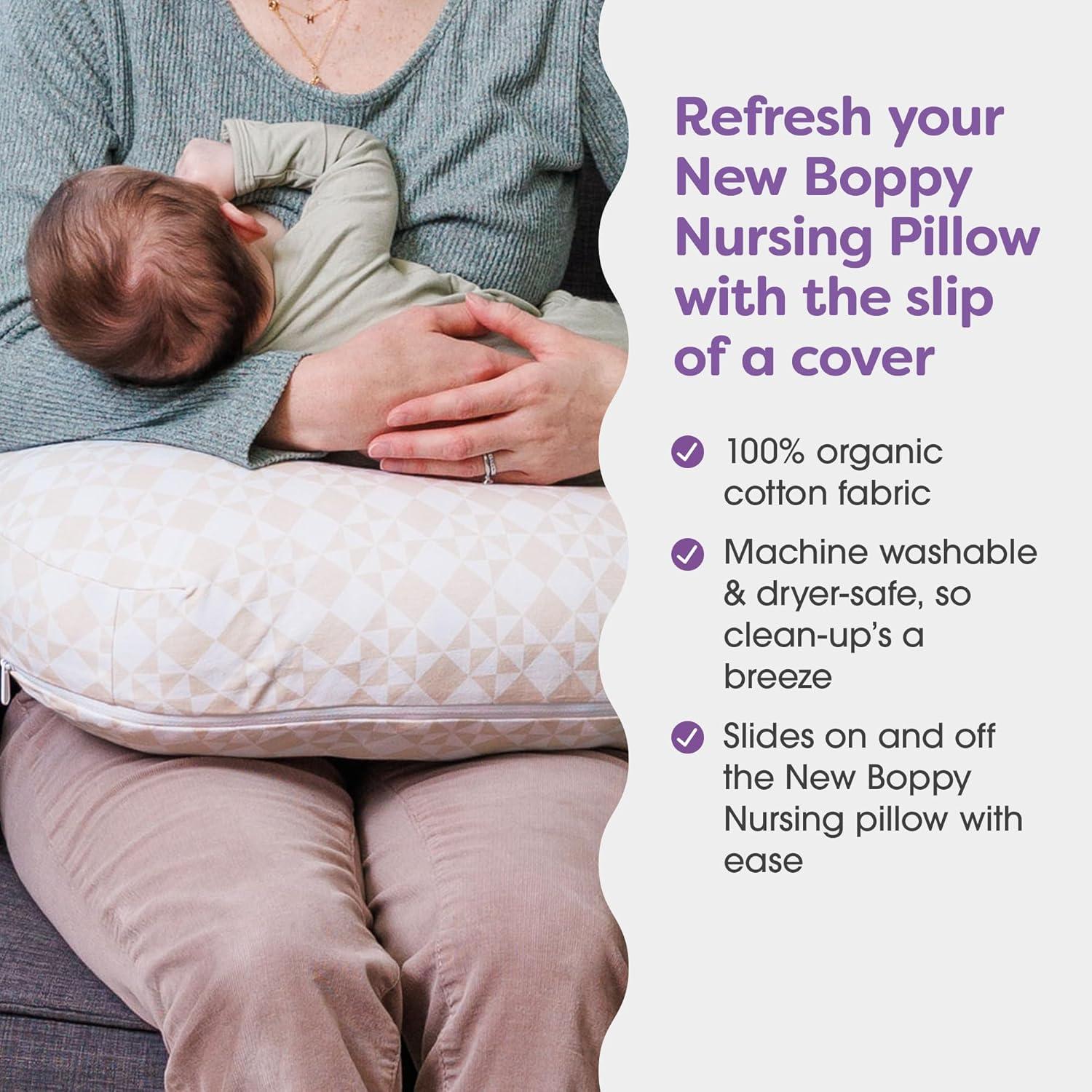 imageBoppy Nursing Pillow Cover Colorful Wildlife Cotton Blend Fits The Original Support for Breastfeeding Bottle Feeding and Bonding Cover Only Sold SeparatelyOrganic  Beige Graph Checker