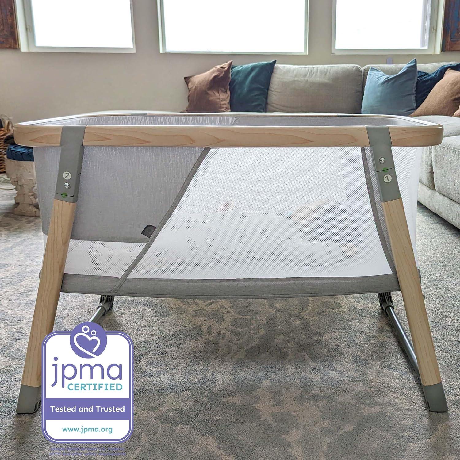 imageBoppy Portable Baby Bassinet  Lightweight Low FoldFlat Travel Bassinet with Mesh Sides AntiTilt 2 Custom Fitted Mattress Covers ampamp No Assembly  Gray Pickup SticksBoppy Bassinet