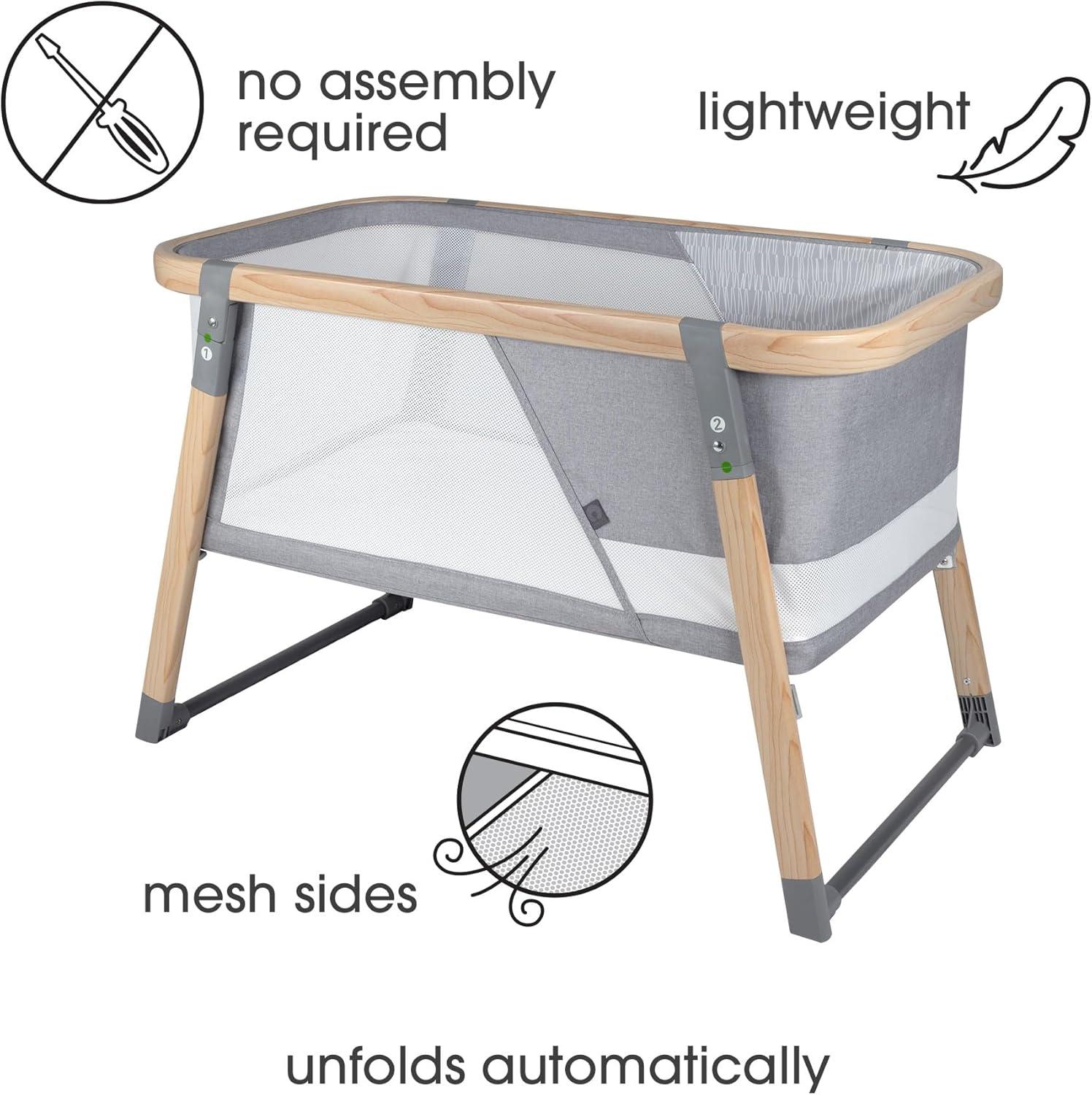 imageBoppy Portable Baby Bassinet  Lightweight Low FoldFlat Travel Bassinet with Mesh Sides AntiTilt 2 Custom Fitted Mattress Covers ampamp No Assembly  Gray Pickup SticksBoppy Bassinet