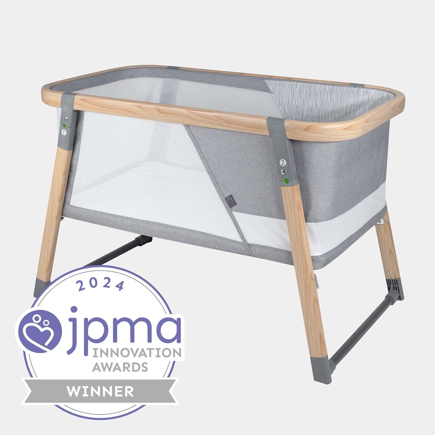 imageBoppy Portable Baby Bassinet  Lightweight Low FoldFlat Travel Bassinet with Mesh Sides AntiTilt 2 Custom Fitted Mattress Covers ampamp No Assembly  Gray Pickup SticksBoppy Bassinet