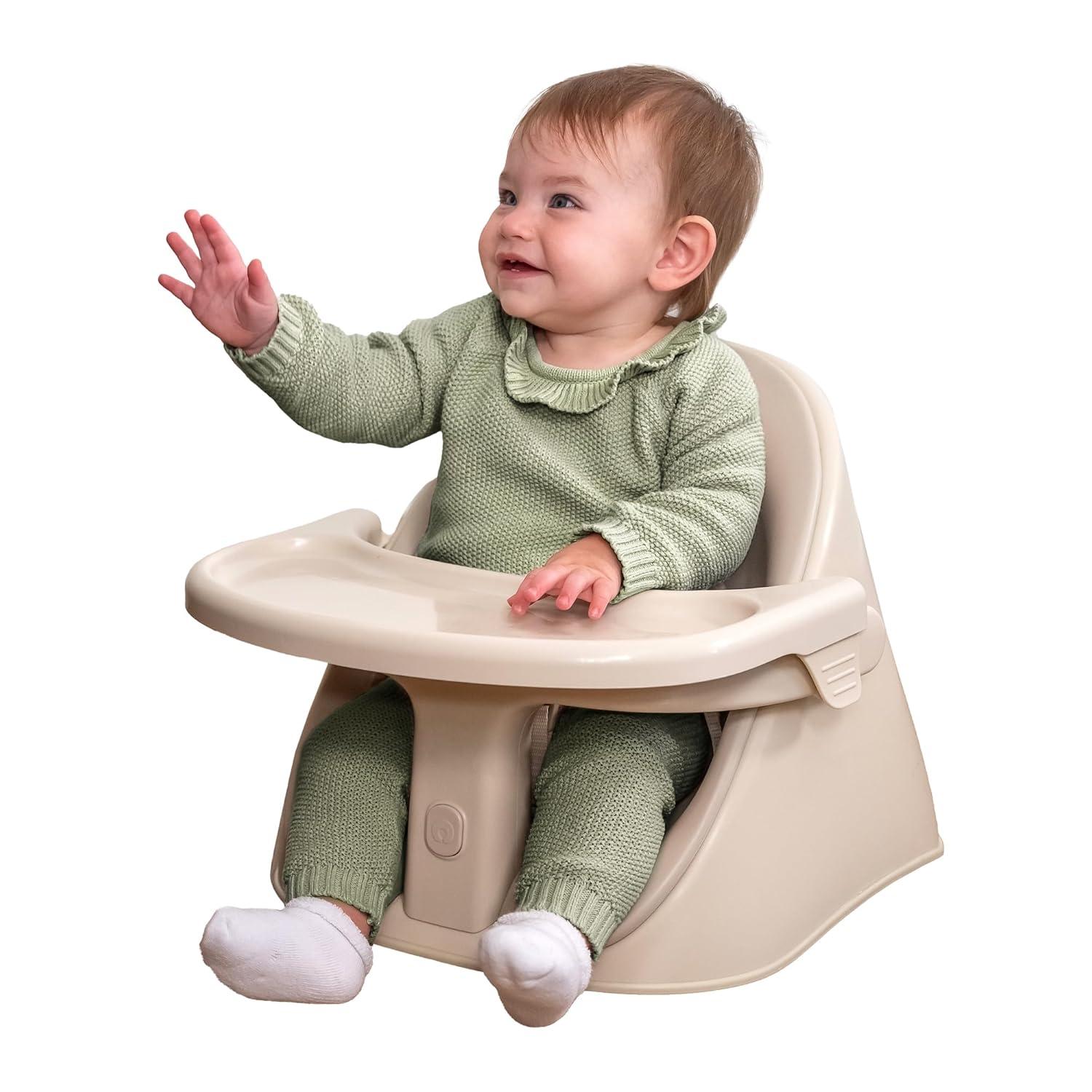 imageBoppy Proper Posture Floor ampamp Booster Seat with Infant Insert  Ergonomic Baby Chair ampamp Portable Booster Seat with Tray Adjustable 436 Months DishwasherSafe Tray  Oatmeal