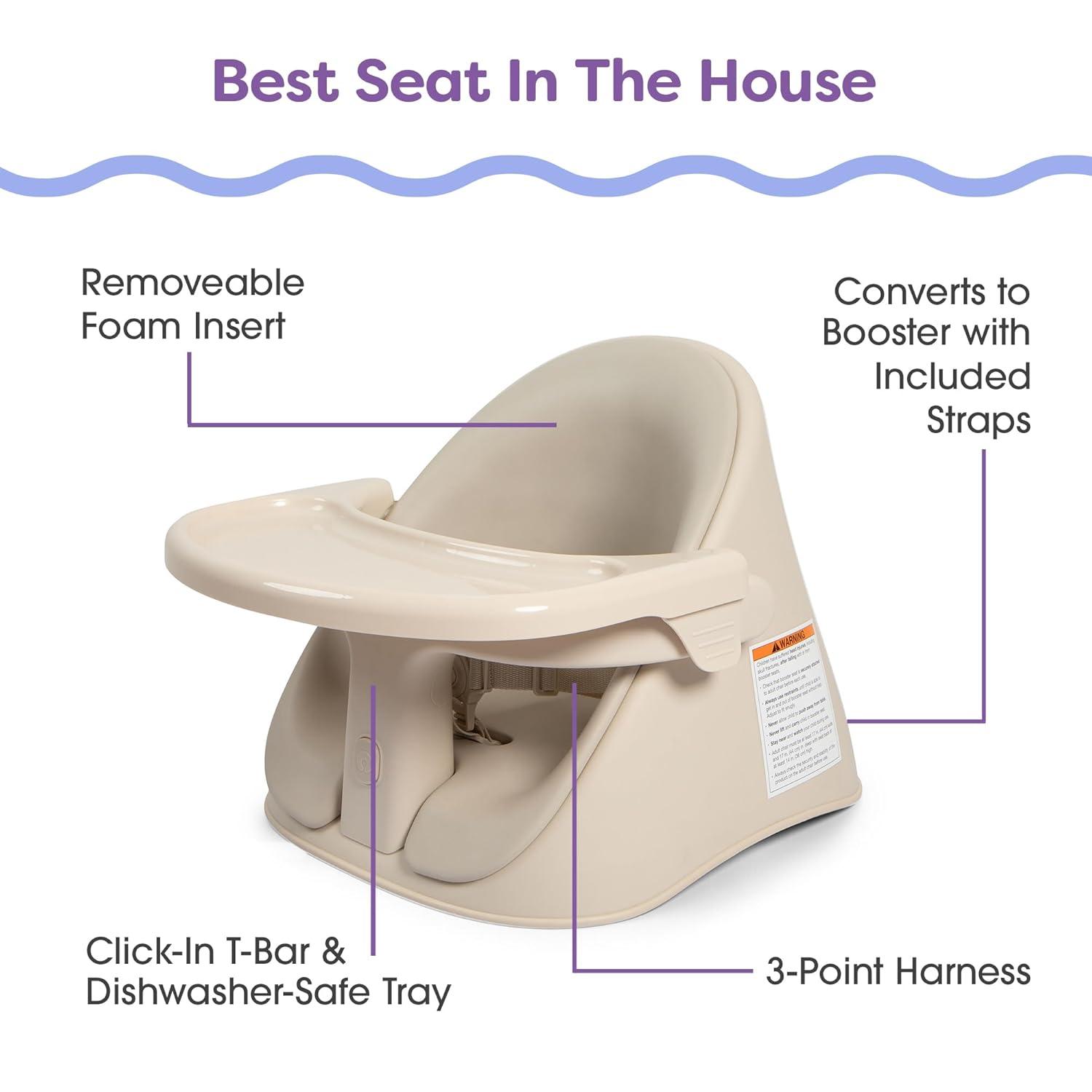 imageBoppy Proper Posture Floor ampamp Booster Seat with Infant Insert  Ergonomic Baby Chair ampamp Portable Booster Seat with Tray Adjustable 436 Months DishwasherSafe Tray  Oatmeal