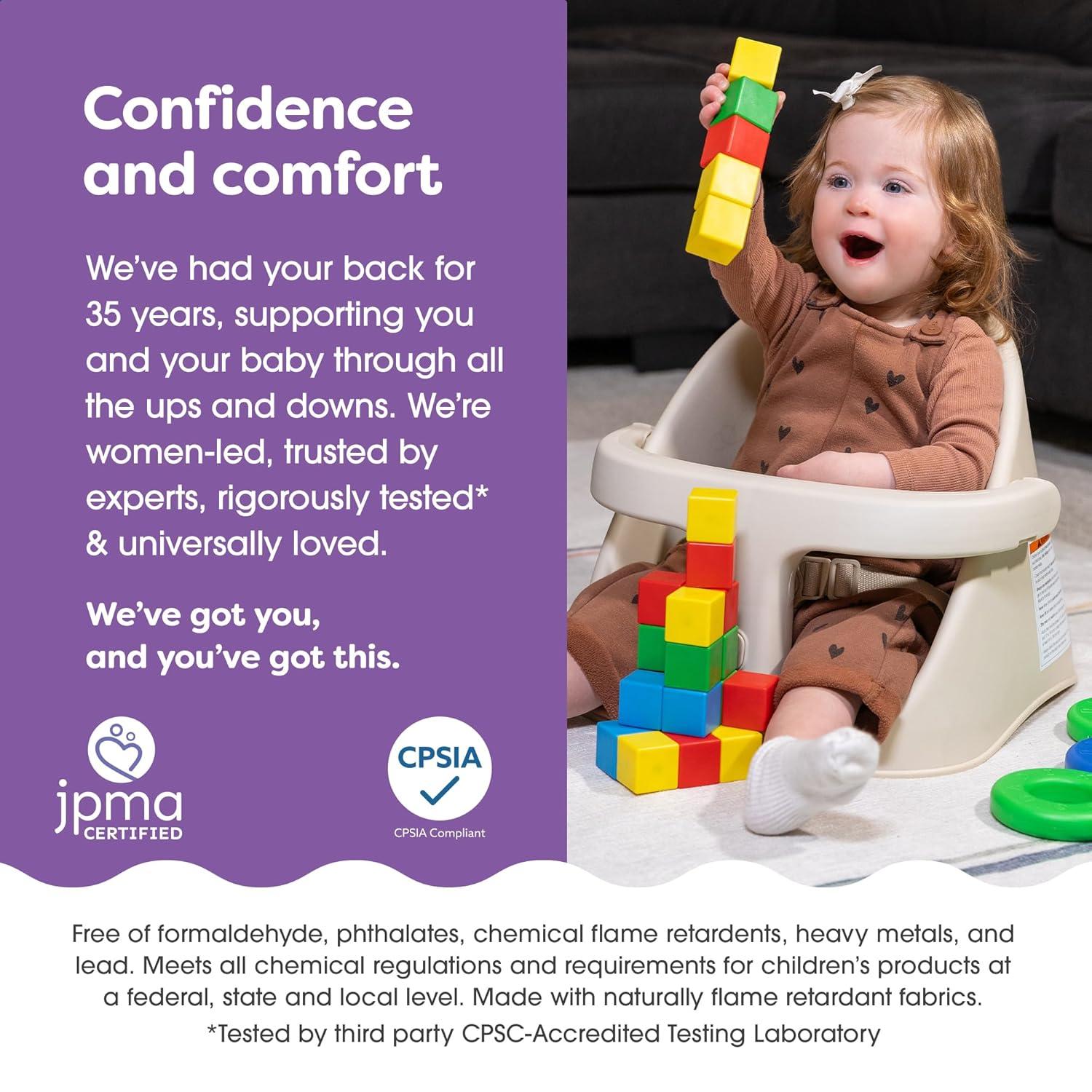 imageBoppy Proper Posture Floor ampamp Booster Seat with Infant Insert  Ergonomic Baby Chair ampamp Portable Booster Seat with Tray Adjustable 436 Months DishwasherSafe Tray  Oatmeal