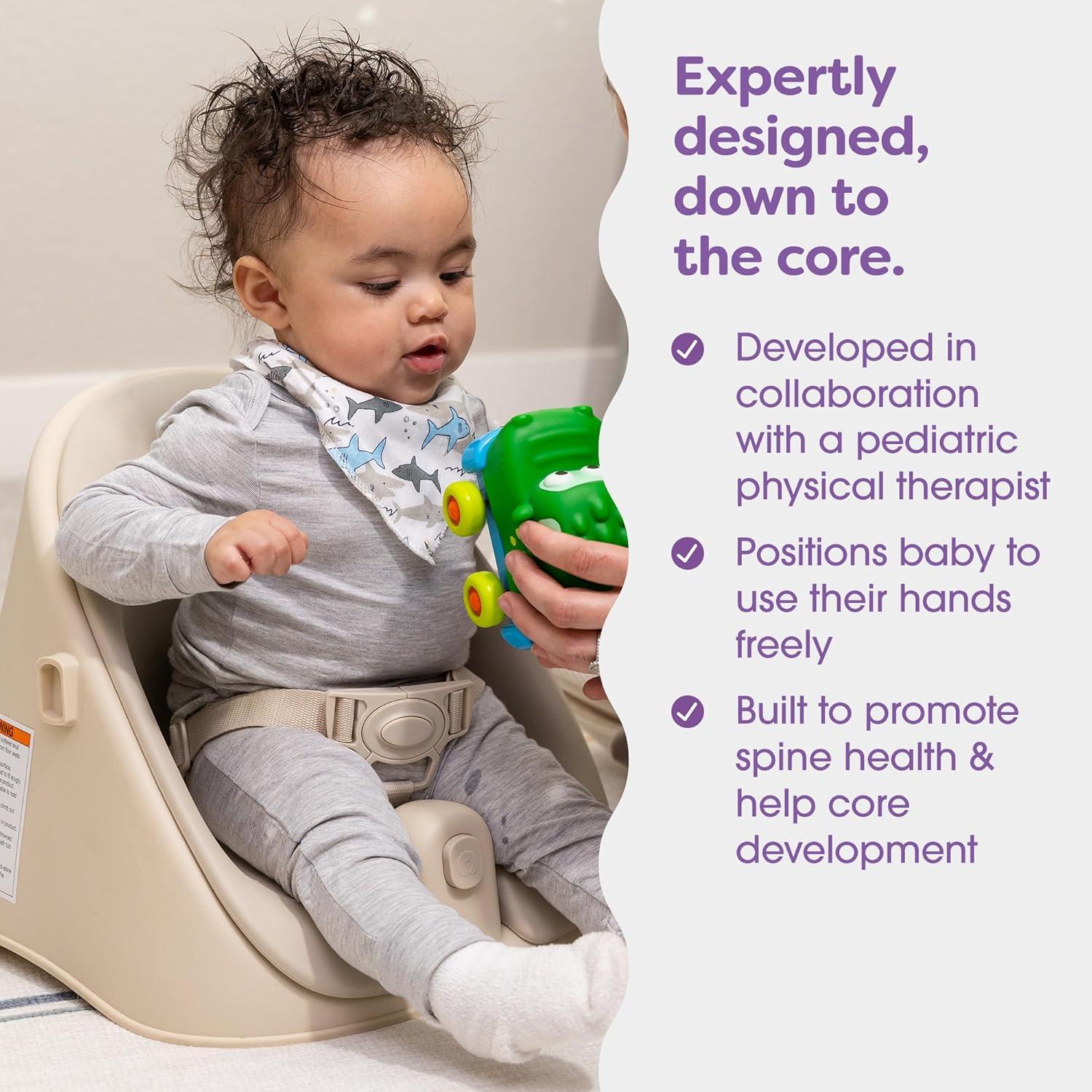 imageBoppy Proper Posture Floor ampamp Booster Seat with Infant Insert  Ergonomic Baby Chair ampamp Portable Booster Seat with Tray Adjustable 436 Months DishwasherSafe Tray  Oatmeal