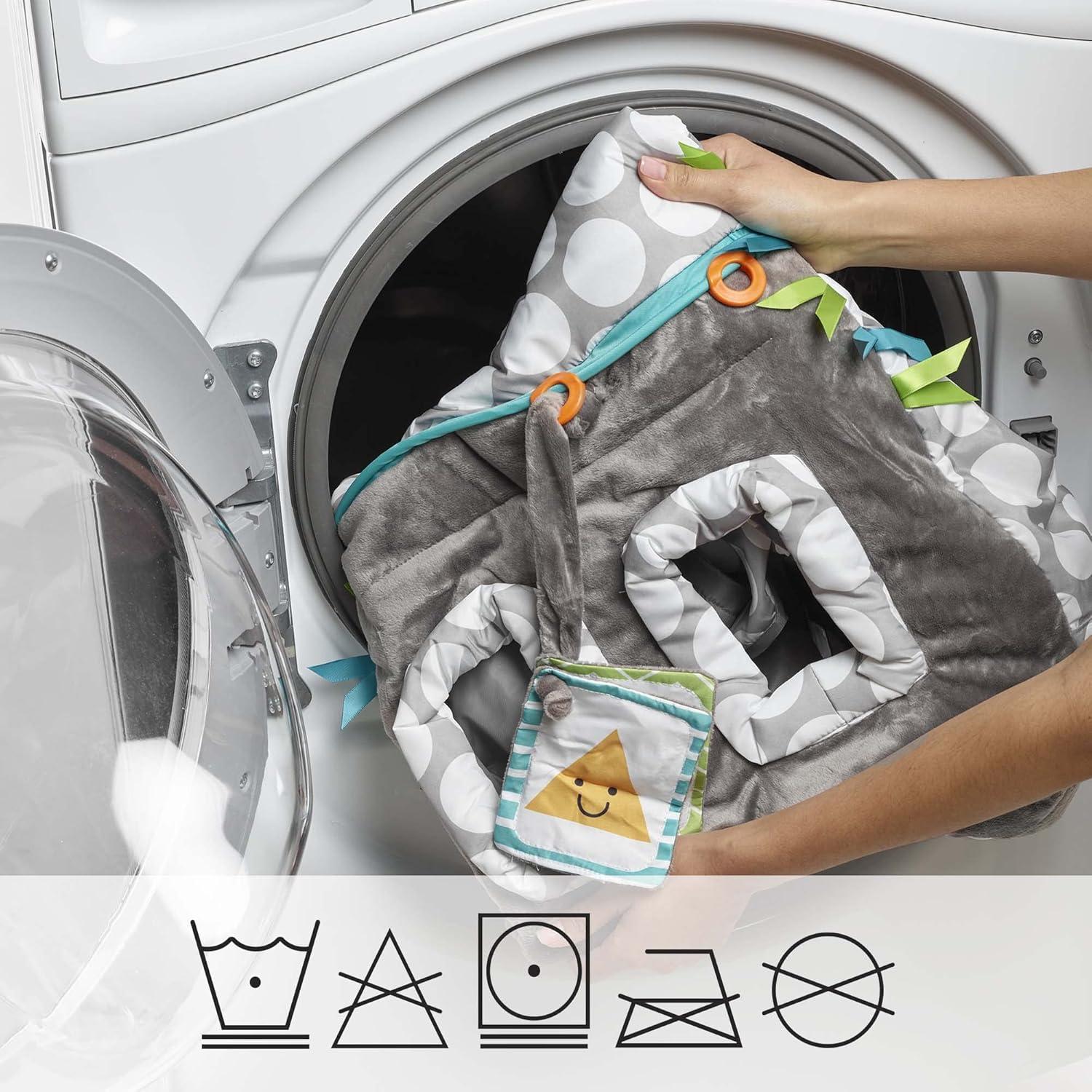 imageBoppy Shopping Cart Cover for Baby  360 Coverage Cart Cover for Babies with Safety Harness Toy Tether OneHand Placement MachineWashable 6 Month ampamp Up  SunshineGray Jumbo Dots