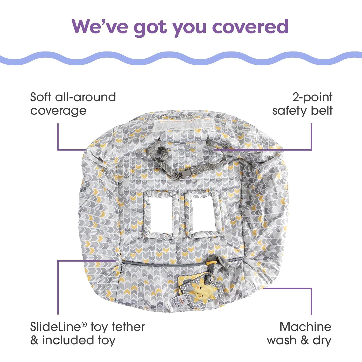 imageBoppy Shopping Cart Cover for Baby  360 Coverage Cart Cover for Babies with Safety Harness Toy Tether OneHand Placement MachineWashable 6 Month ampamp Up  SunshineSunshine