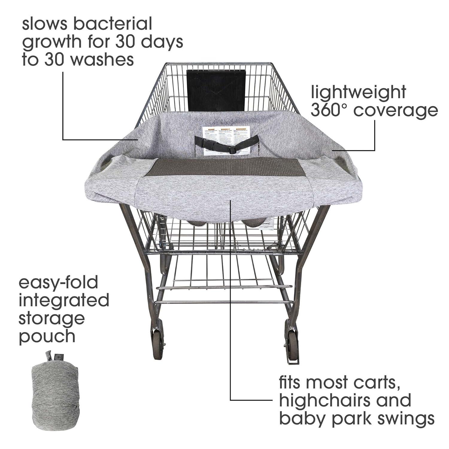 imageBoppy Shopping Cart Cover for Baby  360 Coverage Cart Cover for Babies with Safety Harness Toy Tether OneHand Placement MachineWashable 6 Month ampamp Up  SunshineGray
