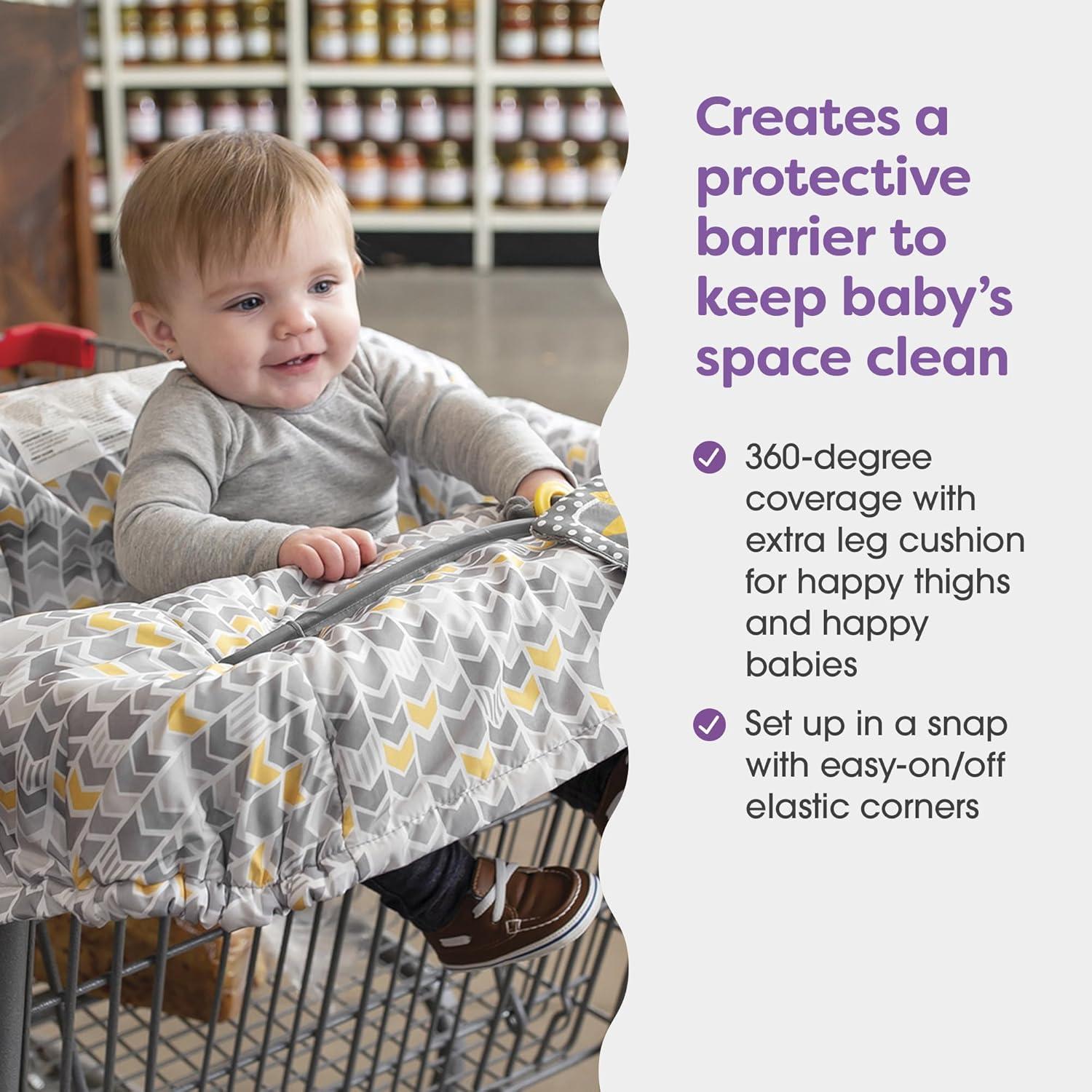 imageBoppy Shopping Cart Cover for Baby  360 Coverage Cart Cover for Babies with Safety Harness Toy Tether OneHand Placement MachineWashable 6 Month ampamp Up  SunshineSunshine