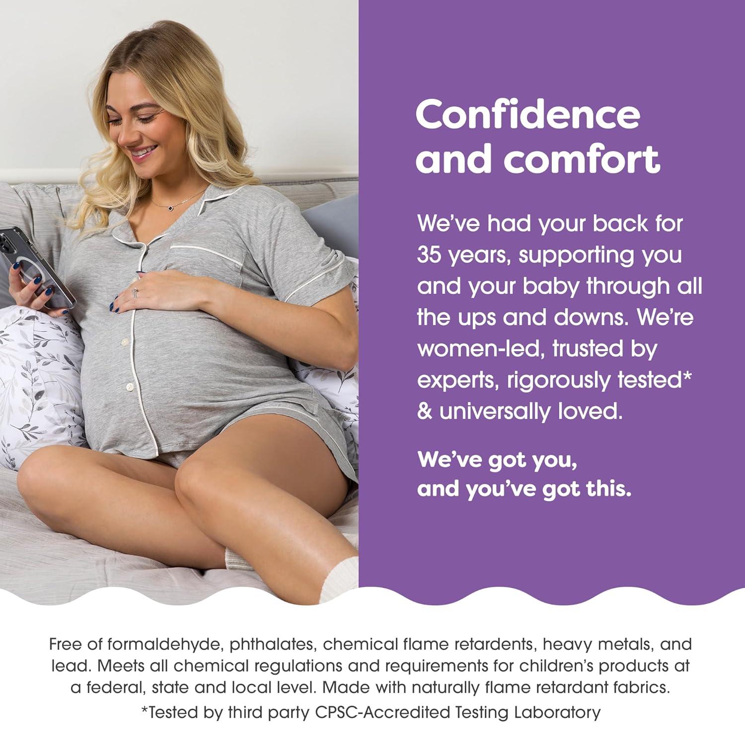 imageBoppy Side Sleeper Pregnancy Pillow Gray Falling Leaves Portable Supportive Pregnancy Pillows for Sleeping on Your Side StayPut Design with Stretchy Center Panel That Grows with Your Bump
