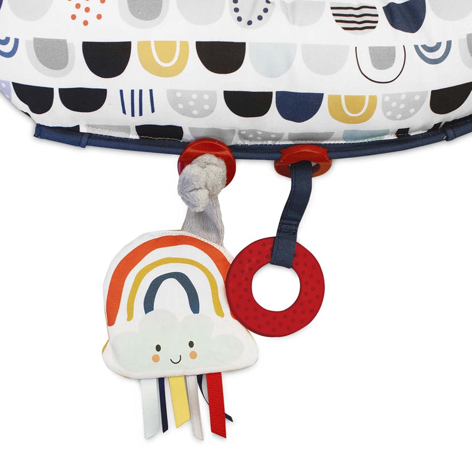 imageBoppy Tummy Time Prop Black and White Modern Rainbows with Teething Toys A Smaller Size for Comfortable Tummy Time Attached Toys Encourage Neck and Shoulder Strength Building