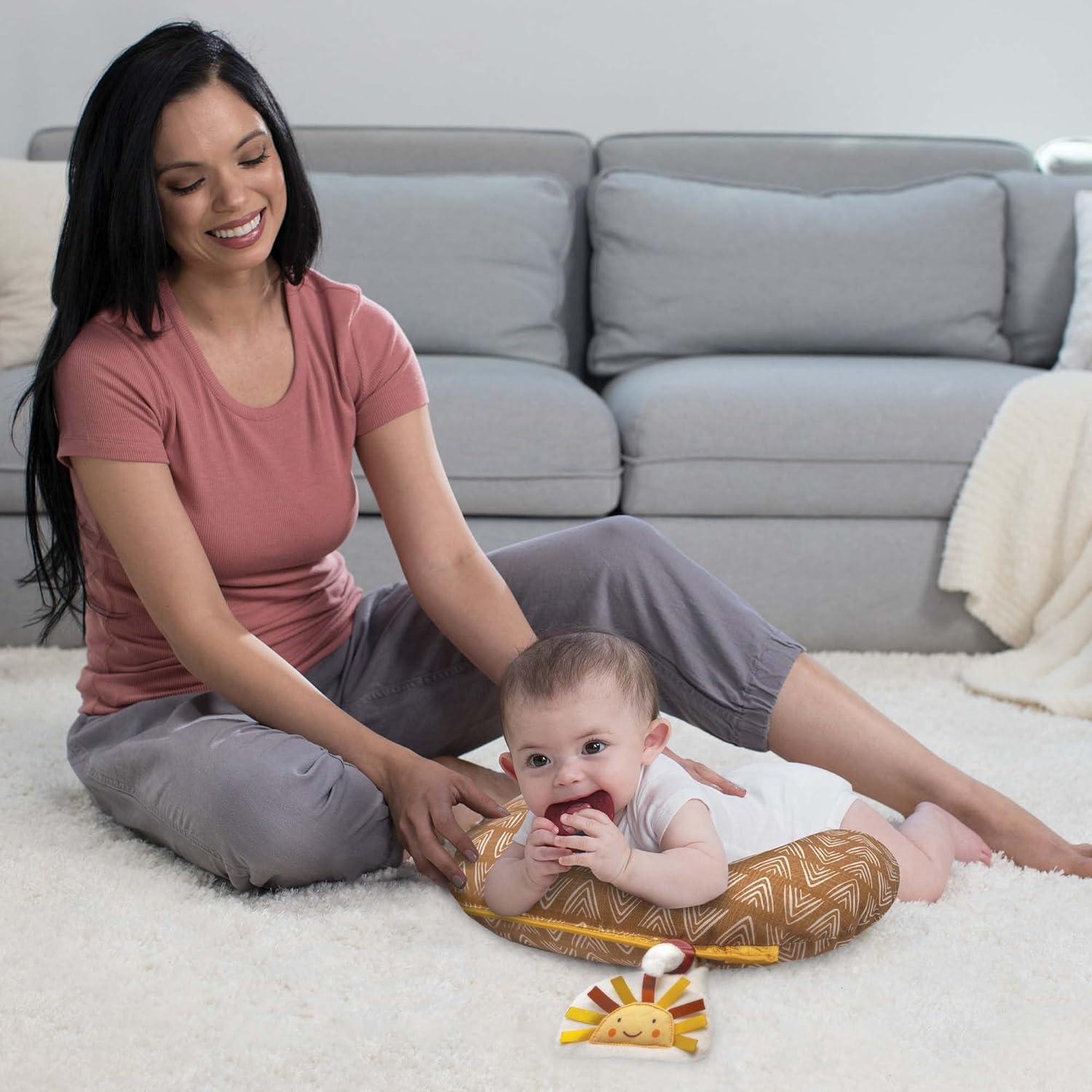 imageBoppy Tummy Time Prop Golden Sun with Arrows with Two Removable Toys A Smaller Size for Comfortable Tummy Time Attached Toys Encourage Neck and Shoulder Strength Building