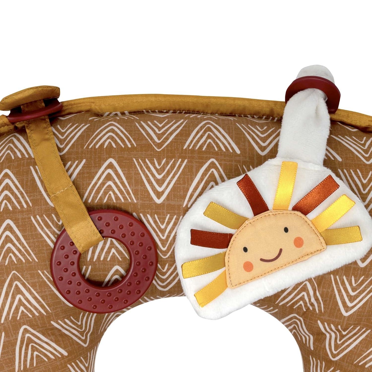imageBoppy Tummy Time Prop Golden Sun with Arrows with Two Removable Toys A Smaller Size for Comfortable Tummy Time Attached Toys Encourage Neck and Shoulder Strength Building