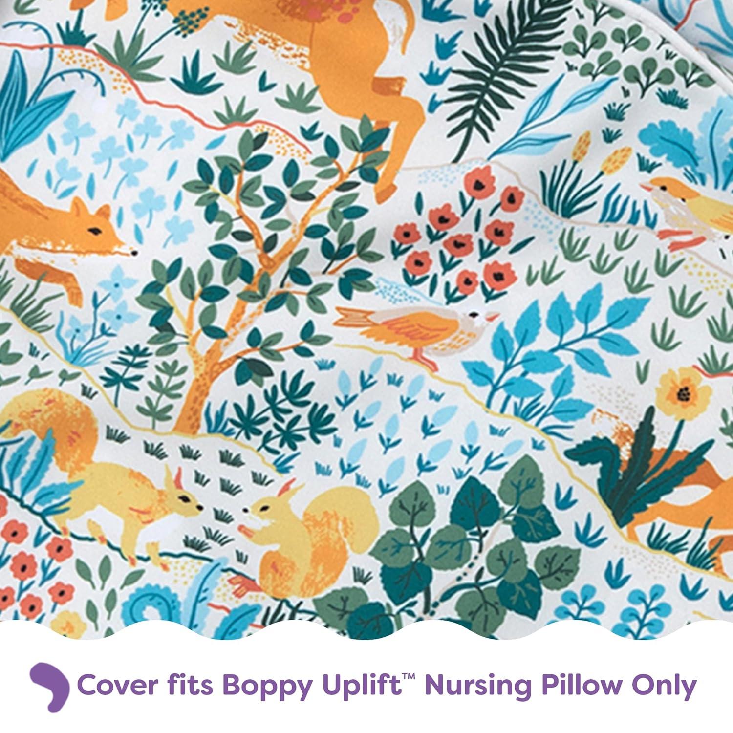 imageBoppy Uplift Nursing Pillow  Wedge Bottle ampamp Breastfeeding Pillow to Reduce SpitUp and Reflux Symptoms with BodyInclusive Opening and Belt Baby Safety Alliance Verified  Pink Garden FlowersColorful Forest Animals