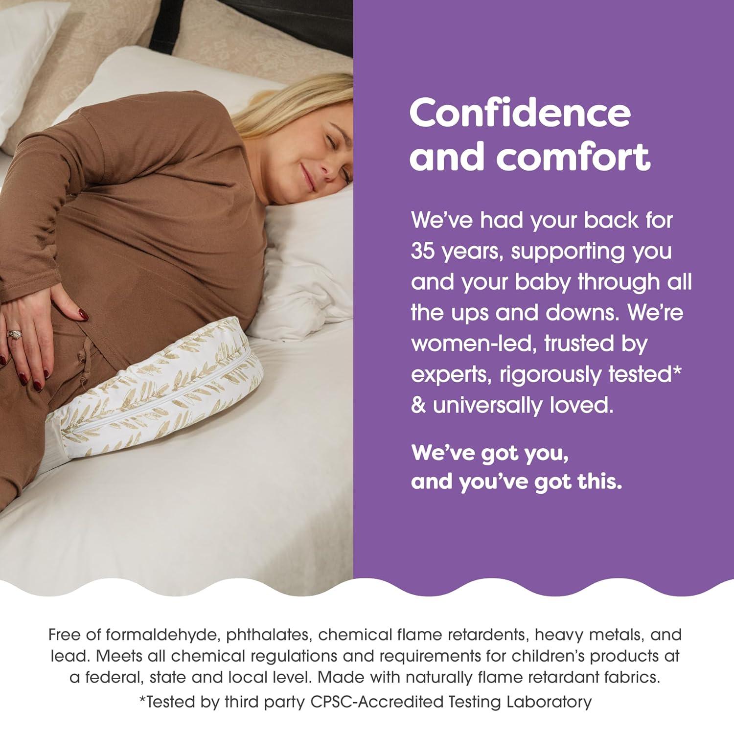 imageBoppy Wedge Pregnancy Pillow  Compact Support Wedge Maternity Pillow for Back Knees Pelvic Floor at Home Office ampamp Travel with Washable Knit Cover  Taupe GrasslandTaupe Grassland