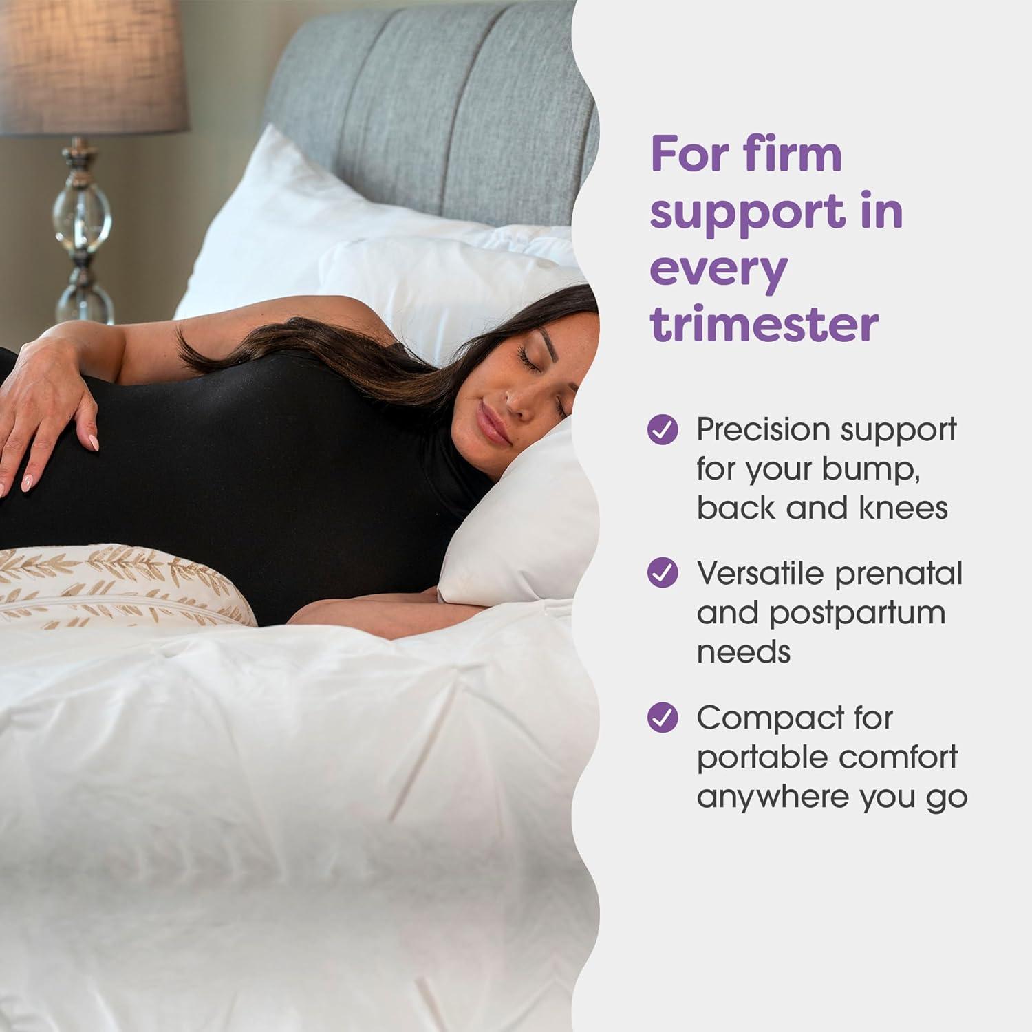 imageBoppy Wedge Pregnancy Pillow  Compact Support Wedge Maternity Pillow for Back Knees Pelvic Floor at Home Office ampamp Travel with Washable Knit Cover  Taupe GrasslandTaupe Grassland