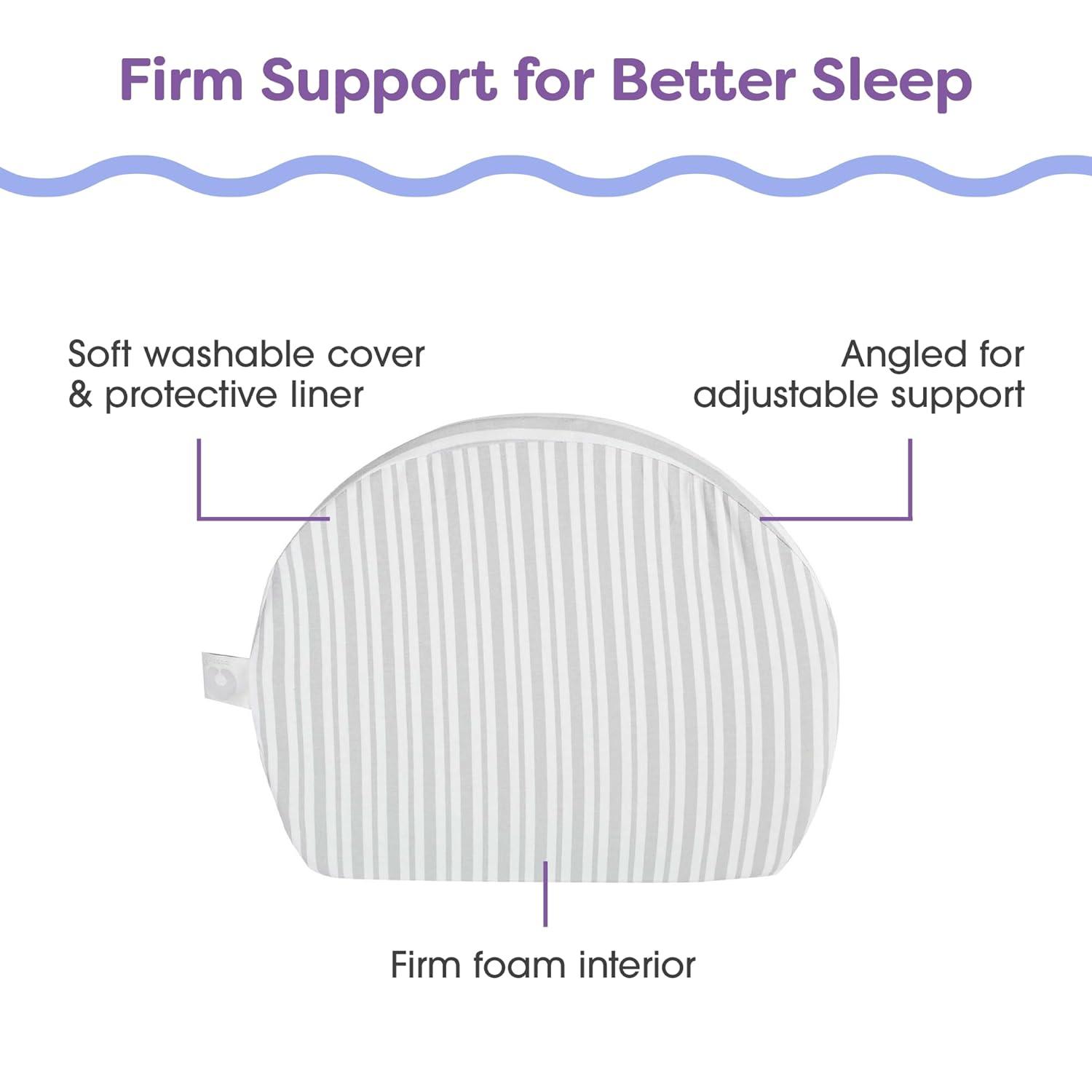 imageBoppy Wedge Pregnancy Pillow  Compact Support Wedge Maternity Pillow for Back Knees Pelvic Floor at Home Office ampamp Travel with Washable Knit Cover  Taupe GrasslandGray Modern Stripe