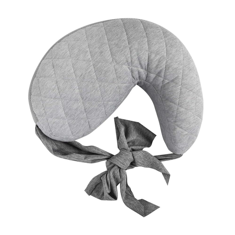 imageBoppy Anywhere Travel Nursing Pillow Soft Gray Plus Sized to Petite with Stretch Belt Portable Nursing Pillow Breastfeeding and BottleFeeding Support Machine WashableSoft Gray