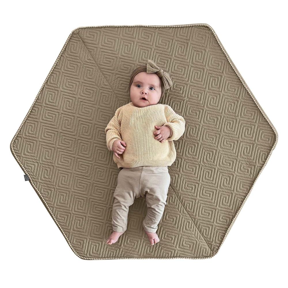 imageBoppy Baby Play Mat  FlatFolding Foam Baby ampamp Toddler Play Mat for Tummy Time and Kids Play Time Firm NonSkid Durable with Machine Washable Cover  Natural MazeNatural Maze